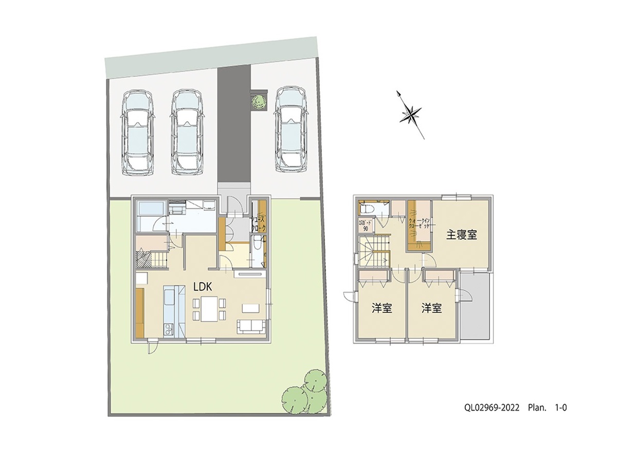 イイコトテラス小山市中久喜 土地 区画番号No.35 「趣味の時間を楽しめる書斎コーナー付プラン」 <br>建物タイプ:ｉ－ｓｍｉｌｅⅡ+/延床面積:99.24㎡(30.01坪) <br>建物本体価格(参考):2,202万円(税込み)<br>