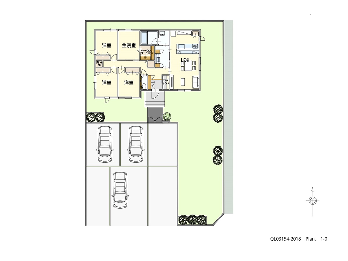 一条リンクスヴィラ西郷  土地 区画番号No.A-3 「水廻り充実!平屋ならではの満足プラン」 <br>建物タイプ:i-smileⅡ+/延床面積:98.78㎡(29.88坪) <br>建物本体価格(参考):2,223万円(税込み)<br>