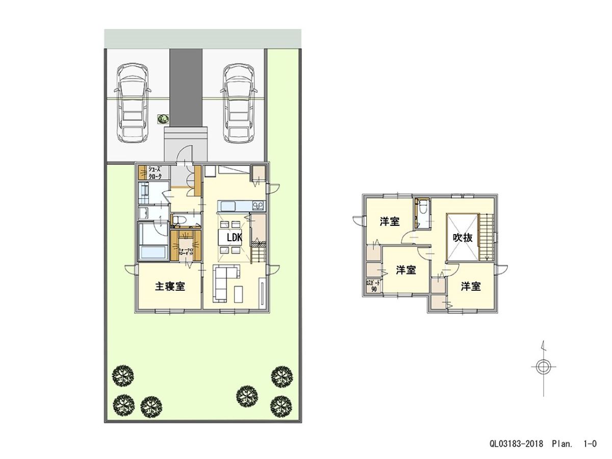 一条リンクスヴィラ西郷  土地 区画番号No.D-10 「家族の気配を感じるおうち!仲良しファミリープラン。」 <br>建物タイプ:i-smileⅡ+/延床面積:99.2㎡(30坪) <br>建物本体価格(参考):2,324万円(税込み)<br>