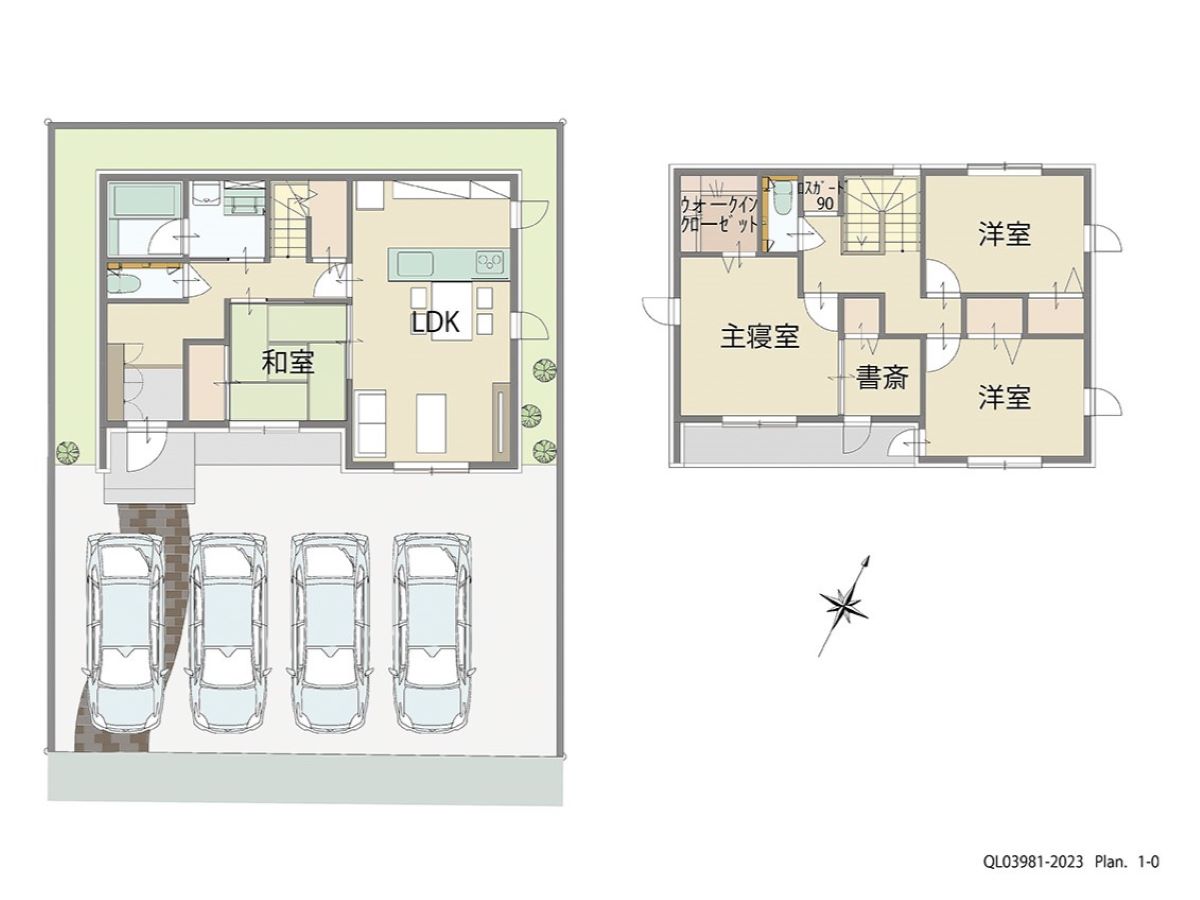 イイコトテラス鈴鹿市北玉垣町 土地 区画番号No.6 「和室が隣接した日差しが降り注ぐ明るいLDKプラン」 <br>建物タイプ:ｉ－ｓｍｉｌｅⅡ/延床面積:107.56㎡(32.52坪) <br>建物本体価格(参考):2,300万円(税込み)<br>