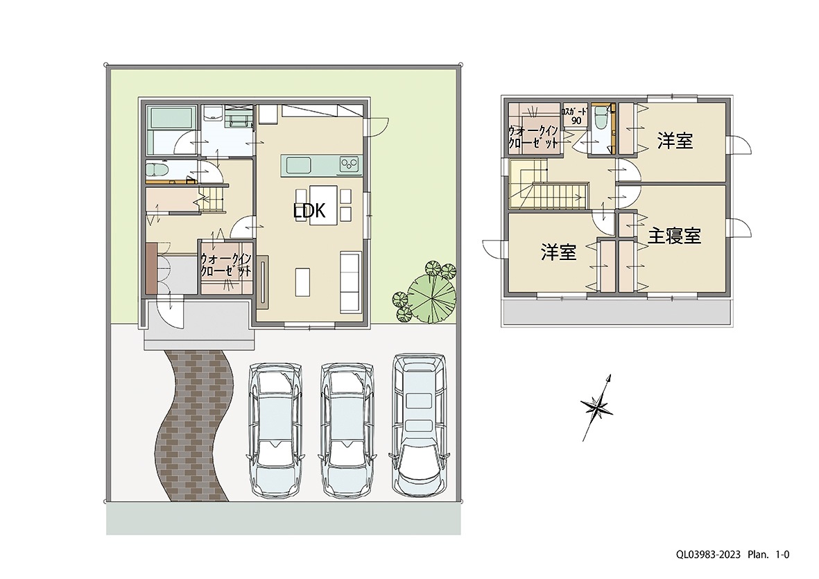 イイコトテラス鈴鹿市北玉垣町 土地 区画番号No.８ 「広々リビングがおすすめのゆったり3LDKプラン」 <br>建物タイプ:ｉ－ｓｍｉｌｅⅡ/延床面積:97.5㎡(29.48坪) <br>建物本体価格(参考):2,052万円(税込み)<br>