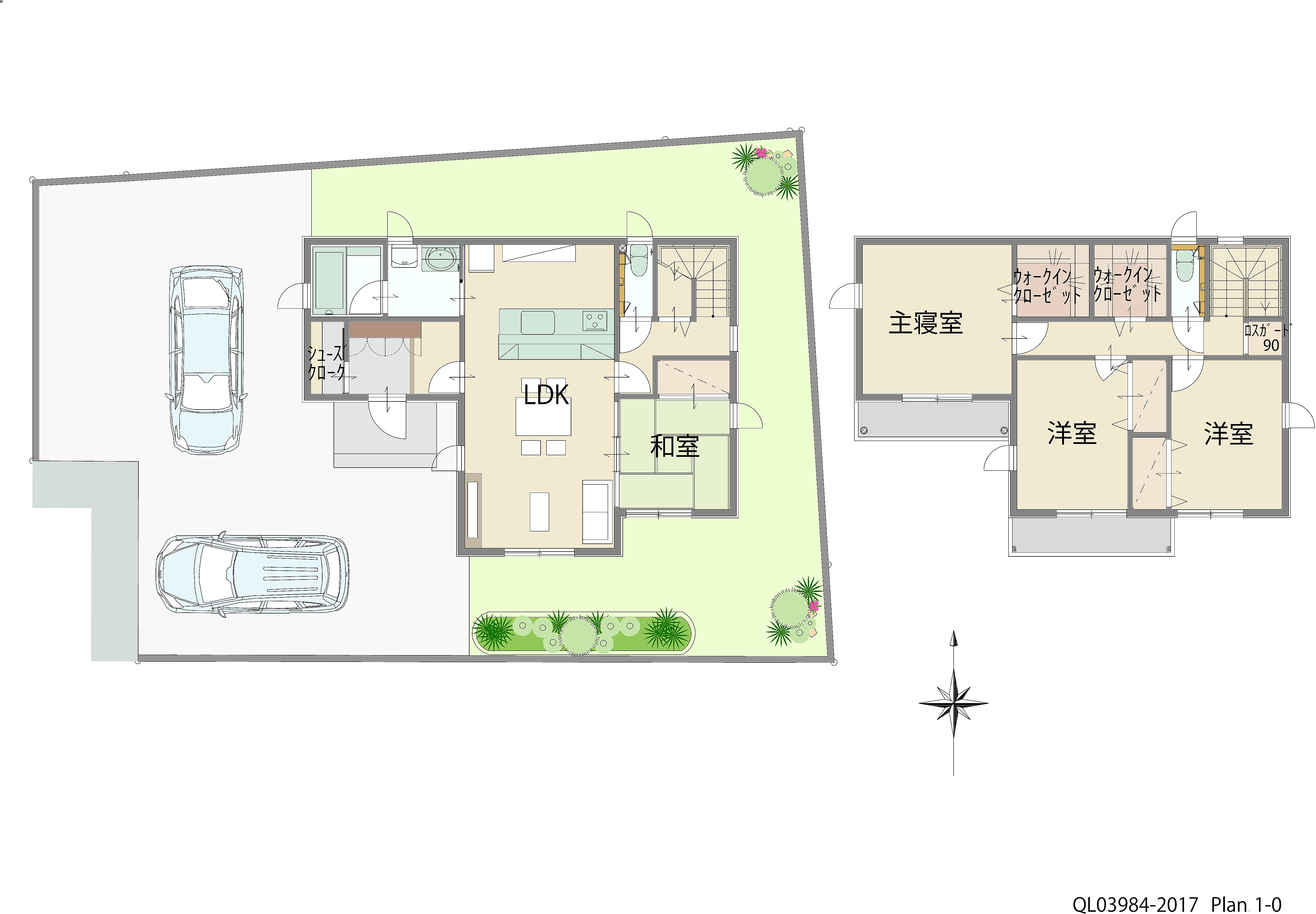 伊勢市浦口４丁目　一条タウン 土地 区画番号No.４ 「明るい日差しが降り注ぐ快適プラン」 <br>建物タイプ:ｉ－ｓｍｉｌｅⅡ/延床面積:112.68㎡(34.08坪) <br>建物本体価格(参考):2,270万円(税込み)<br>