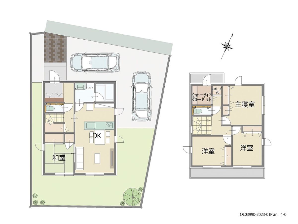 イイコトテラス鈴鹿市北玉垣町 土地 区画番号No.15 「子育てにピッタリ！ご夫婦におすすめプラン」 <br>建物タイプ:ｉ－ｓｍｉｌｅⅡ/延床面積:99.98㎡(30.23坪) <br>建物本体価格(参考):2,081万円(税込み)<br>