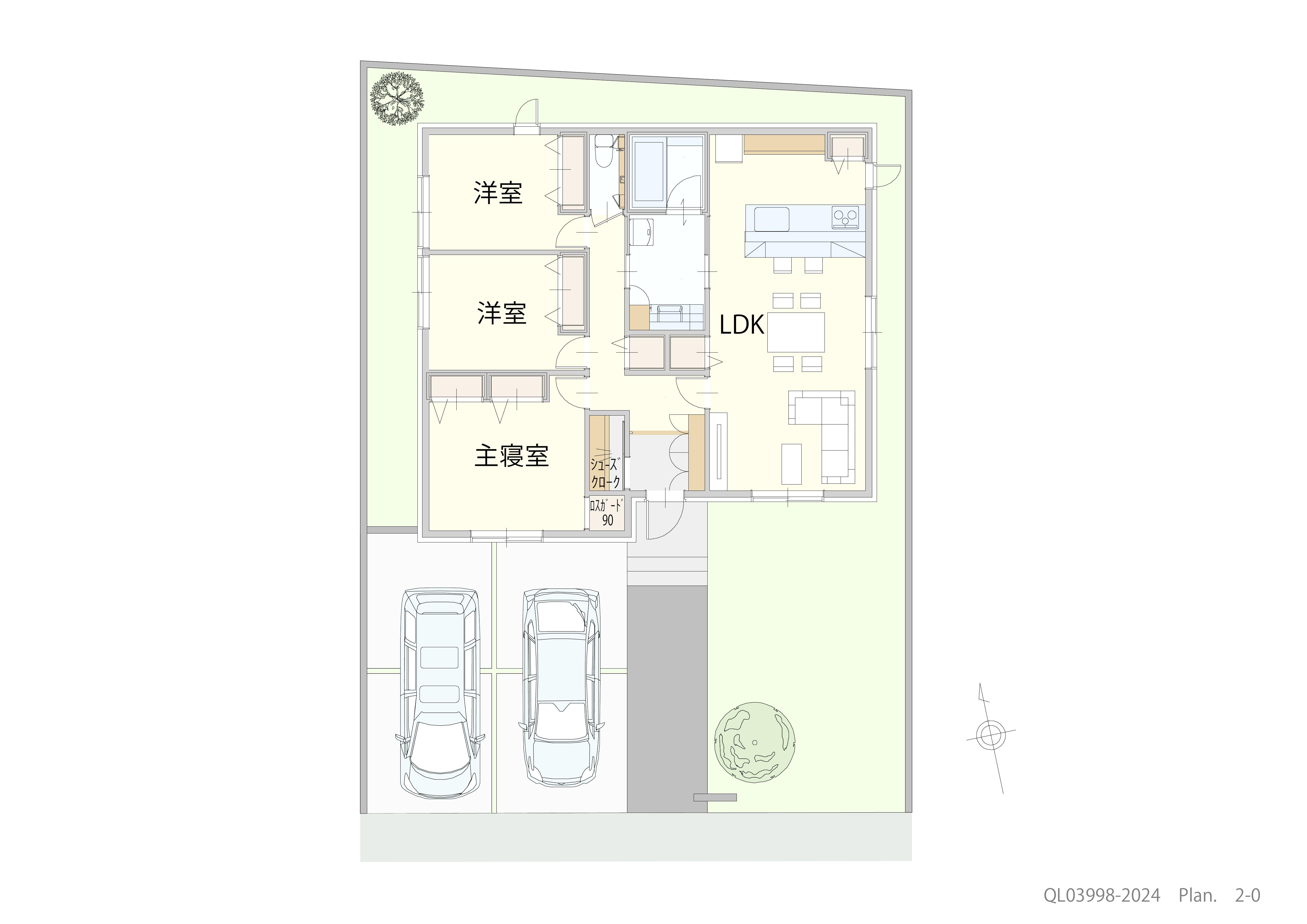 イイコトテラス佐野新都市 土地 区画番号No.4 「キッチンから家族の様子を見守れる家」 <br>建物タイプ:ｉ－ｃｕｂｅⅢ/延床面積:87.09㎡(26.34坪) <br>建物本体価格(参考):2,180万円(税込み)<br>