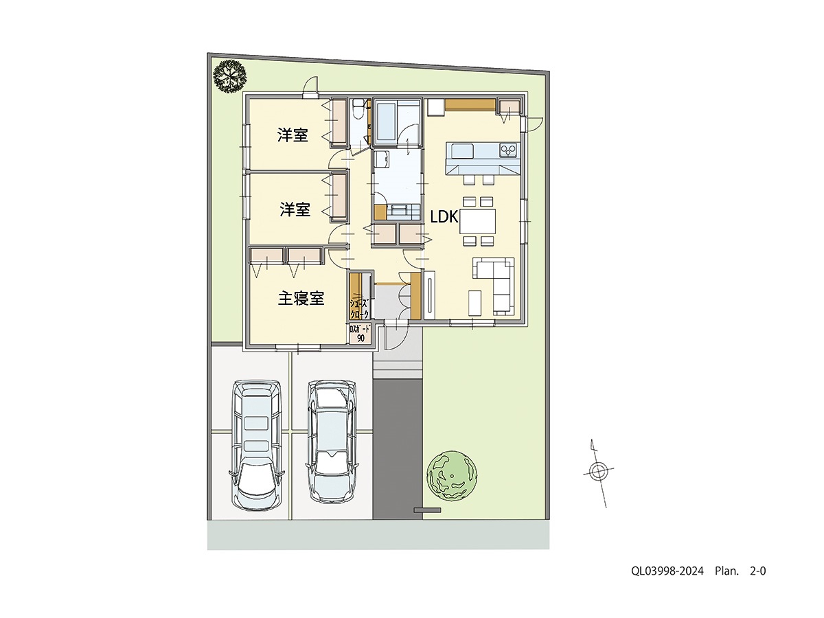 イイコトテラス佐野新都市 土地 区画番号No.4 「キッチンから家族の様子を見守れる家」 <br>建物タイプ:ｉ－ｃｕｂｅⅢ/延床面積:87.09㎡(26.34坪) <br>建物本体価格(参考):2,180万円(税込み)<br>