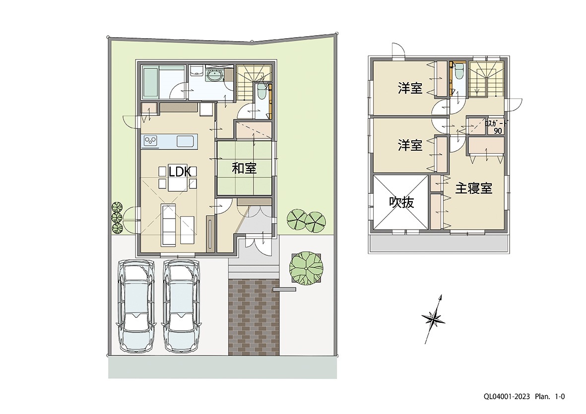 イイコトテラス鈴鹿市北玉垣町 土地 区画番号No.２６ 「使い方いろいろ！LDK横に和室のあるプラン」 <br>建物タイプ:ｉ－ｓｍａｒｔⅡ/延床面積:102.42㎡(30.97坪) <br>建物本体価格(参考):2,578万円(税込み)<br>