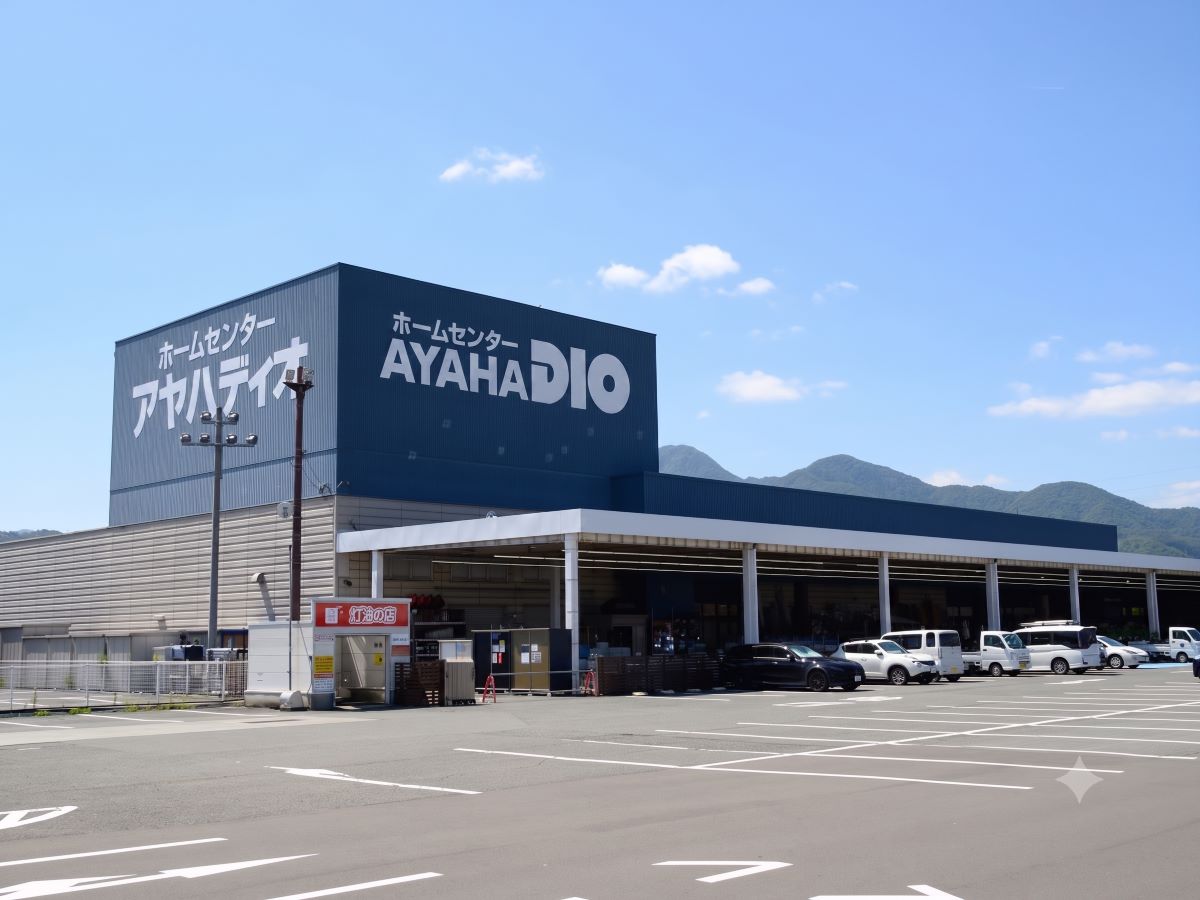 アヤハディオ小浜店まで約1.2km（徒歩15分）　品揃えが豊富で、色々揃うホームセンターです。ペット関係やお花、DIY関係も充実しており、見ているだけで楽しいお店です。