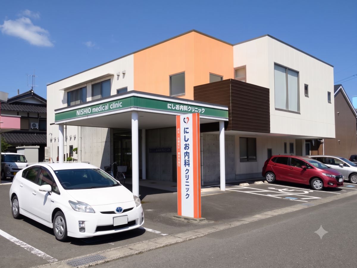 にしお内科クリニックまで約230m（徒歩3分）　歩いてすぐのクリニックは、お子さんの急な体調の変化にも安心です！何か困ったことがあれば相談にも行きやすい距離感ですね。
