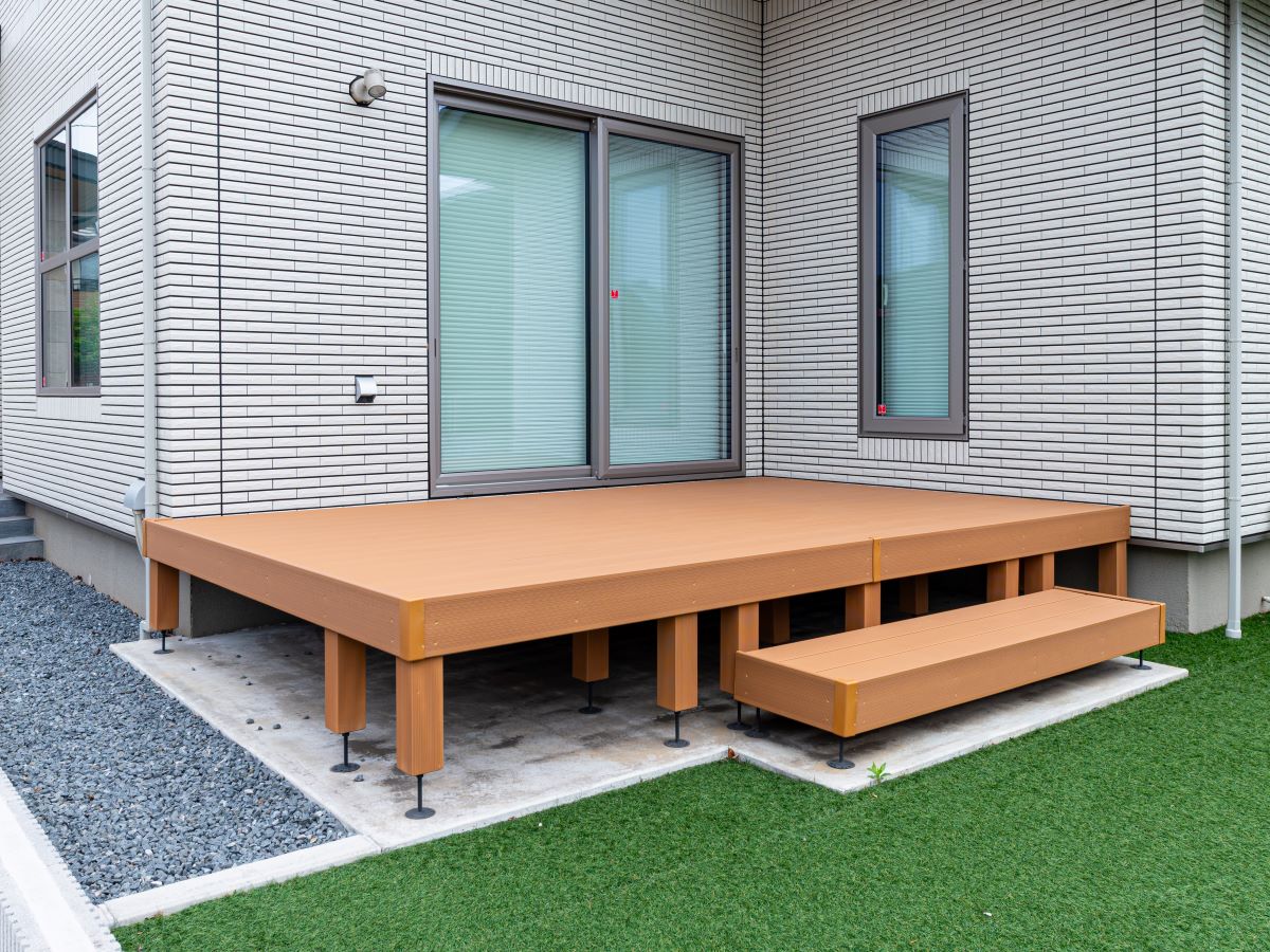 神栖市深芝南分譲住宅 モデルハウス 区画番号No.1 ウッドデッキもあります！テーブルと椅子を出して朝ご飯を食べても良いですね♪