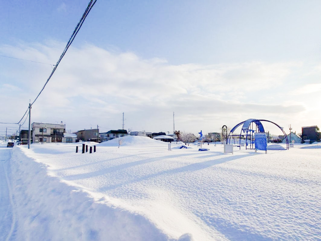 北野公園まで約110m（徒歩2分）　気軽に行ける距離で、毎日のお散歩やお友達と遊ぶのにぴったり。緑豊かな園内は、夏には木陰ができるので小さなお子様でも安心して楽しく過ごすことができます。
