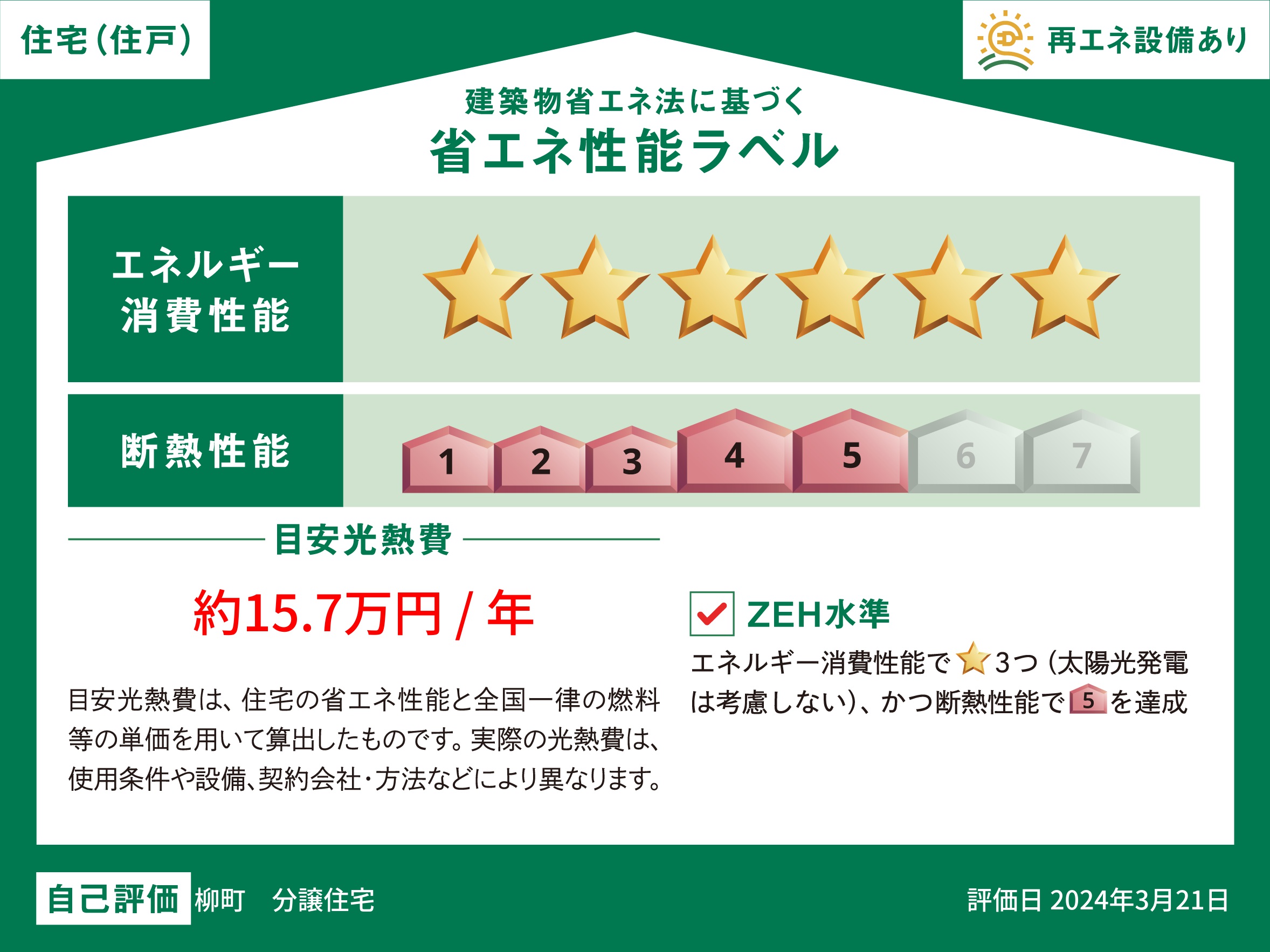 柳町分譲住宅 モデルハウス 区画番号No.1 ZEH水準を達成した高気密・高断熱住宅です。小さなエネルギーで冷暖房でき、省エネな暮らしが実現します。