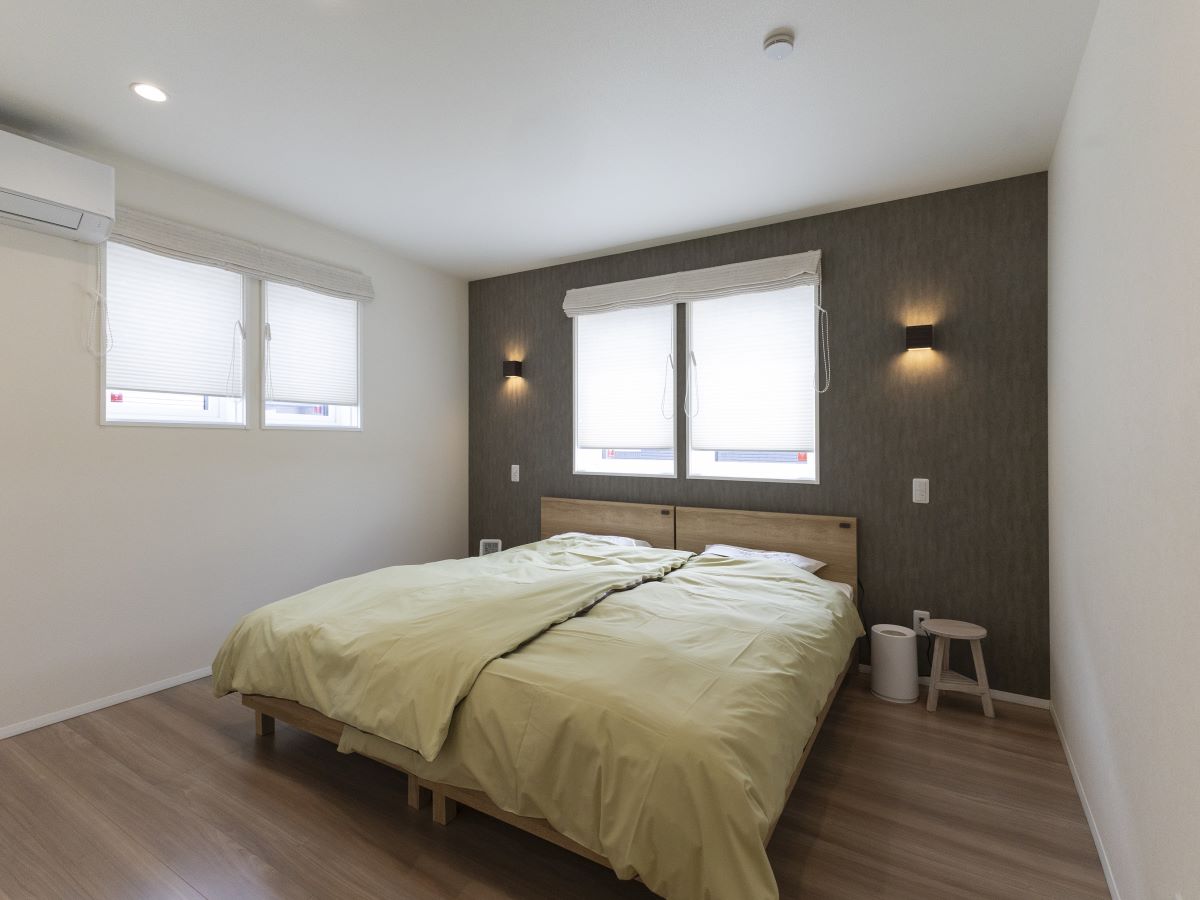 柳町分譲住宅 モデルハウス 区画番号No.1 アクセントクロスがおしゃれです。