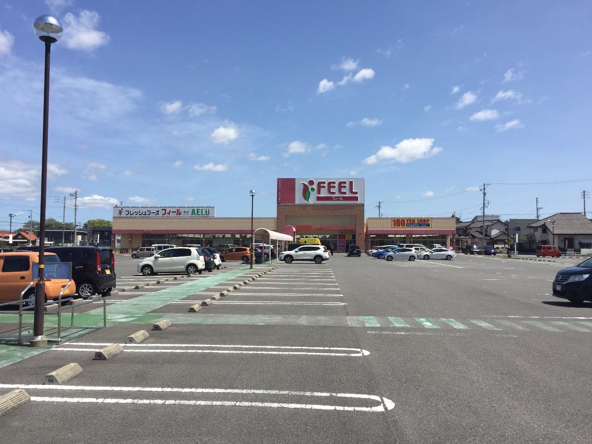 フィール アエル店まで約550m（徒歩7分）　車で約2分で行けるスーパーです。
駐車場も広く、敷地内に薬局もあり生活するうえで便利です。