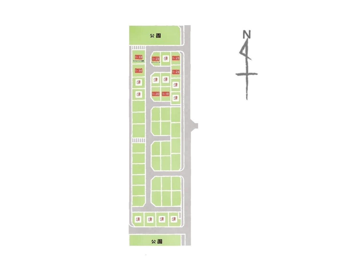 22工区　区画図：あちこちにある公園で集まれば、自然と温かいコミュニティが育まれます。 　
