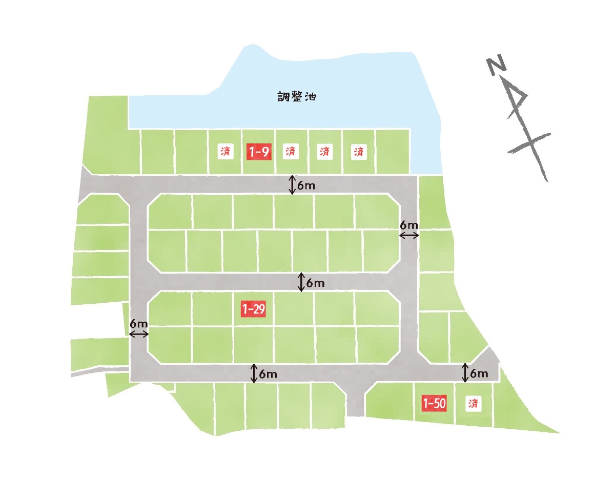 静かで心地よい住宅街に広がる新しい街区。形がきれいな土地なので、こだわりの間取りも綺麗に収まります。　