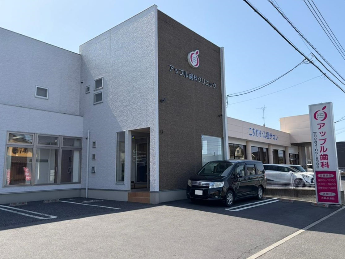 アップル歯科まで約650m（徒歩9分）　一般歯科・小児歯科・矯正歯科・歯科口腔外科などの診療に対応している歯科医院です。
むし歯治療や予防歯科、インプラント、ホワイトニングなどにも対応しており、ご家族で通いやすいですね。