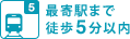 最寄駅まで徒歩5分以内 