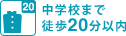 徒歩20分以内に中学校有り 