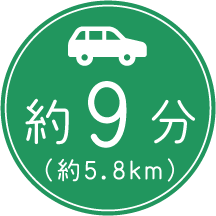 車約9分（約5.8km）