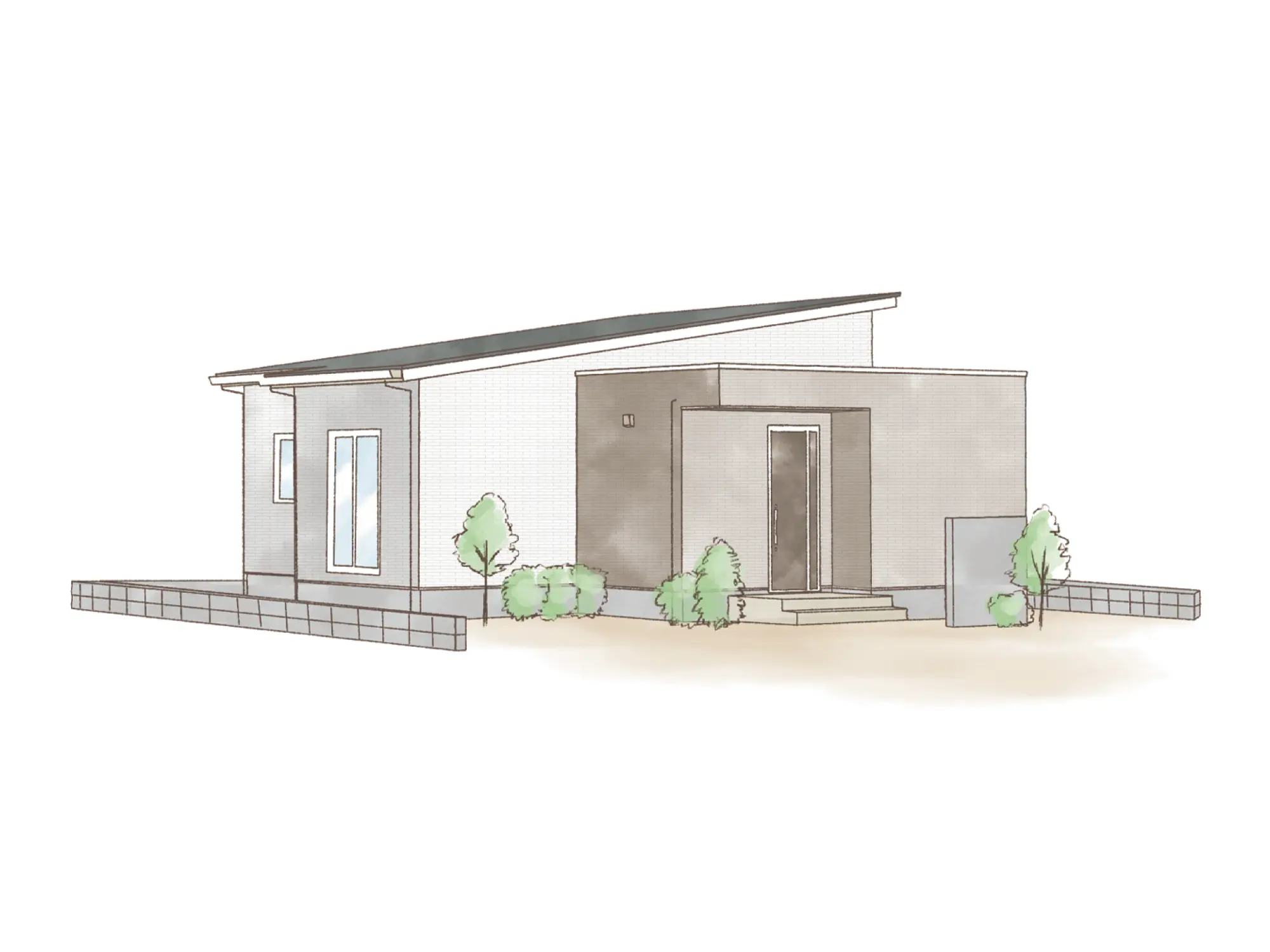 一条のハグミーE22-4560-0001の平屋立面図|東西2LDKでシューズクローク・和室・耐水害仕様 変更可能プランのプラン間取り