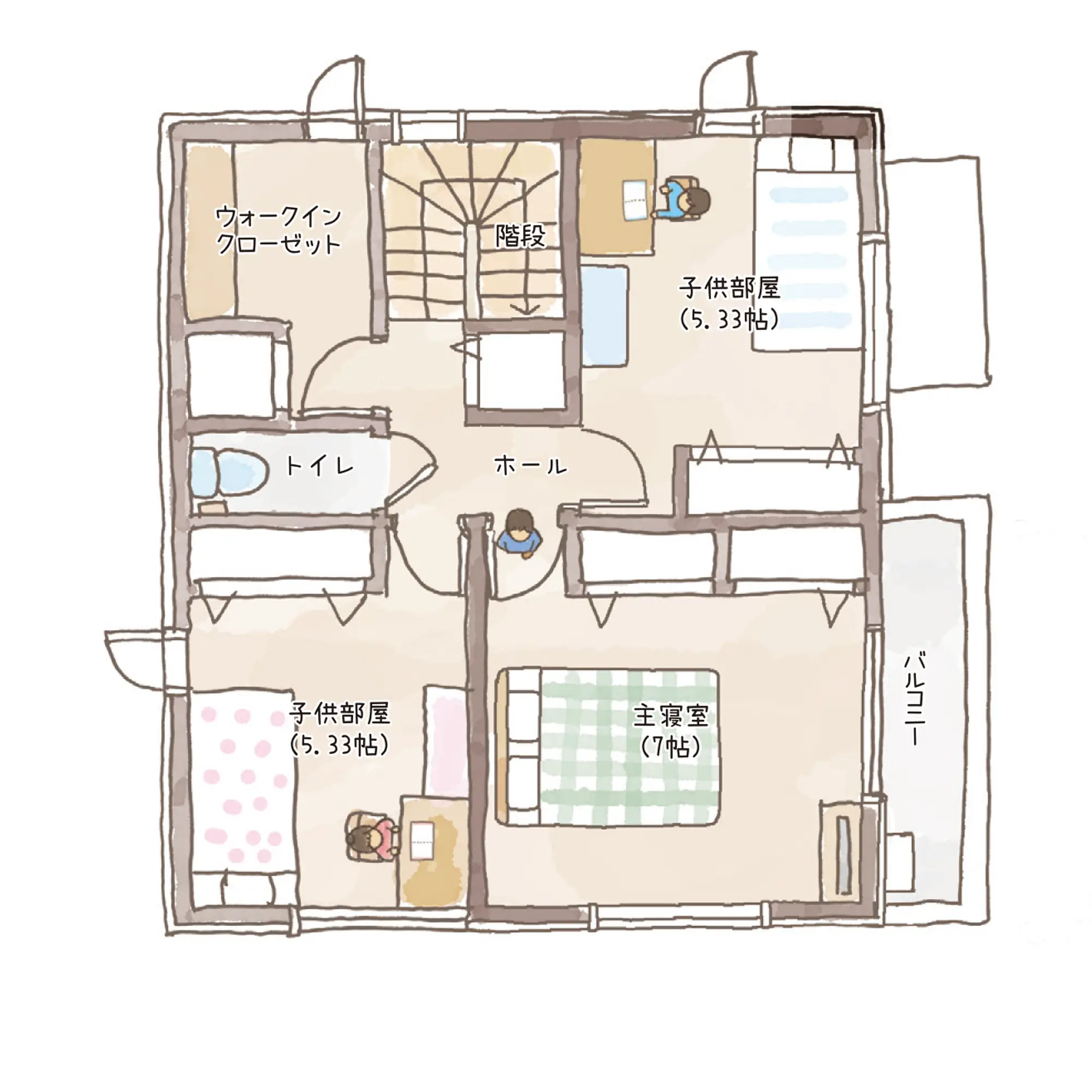 一条のハグミーE29-4040-0002の2階平面図|東西3LDKでウォークインクローゼット・シューズクローク・耐水害仕様 変更可能プランのプラン間取り
