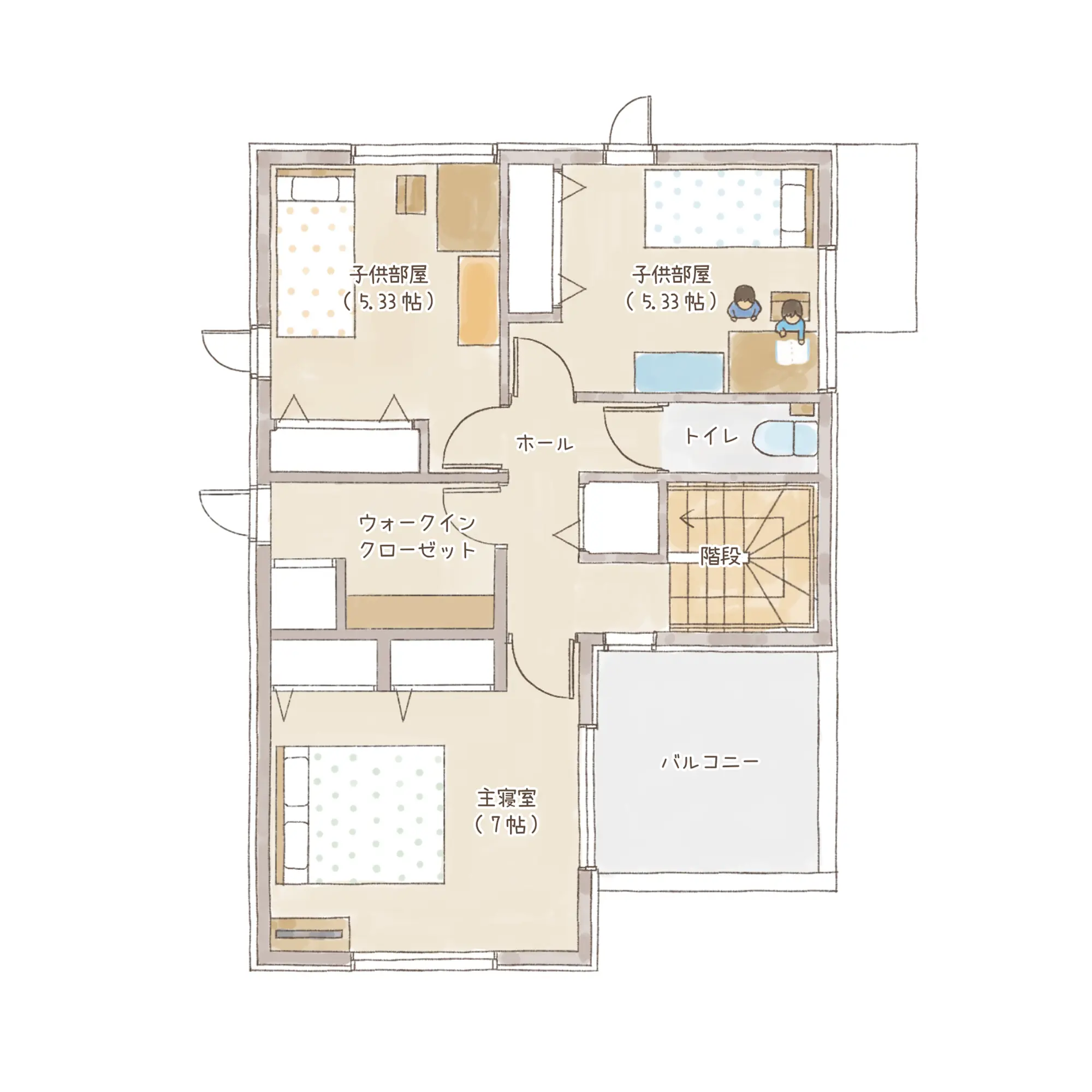 一条のハグミーE32-5035-0002の2階平面図|東西4LDKでウォークインクローゼット・和室・耐水害仕様 変更可能プランのプラン間取り