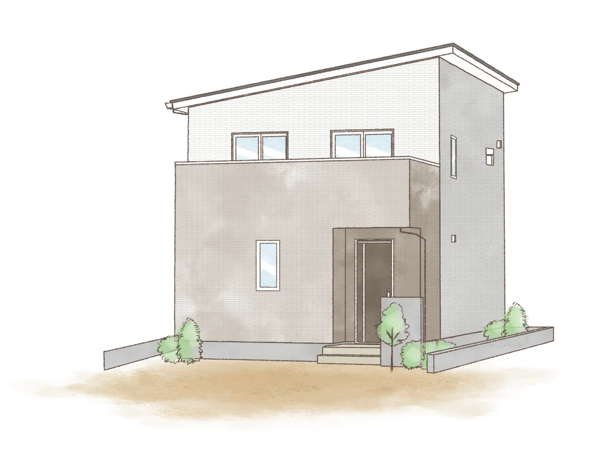 一条のハグミーE34-3555-0005の2階建て立面図|東西4LDKでリビング階段・シューズクローク・和室のプラン間取り