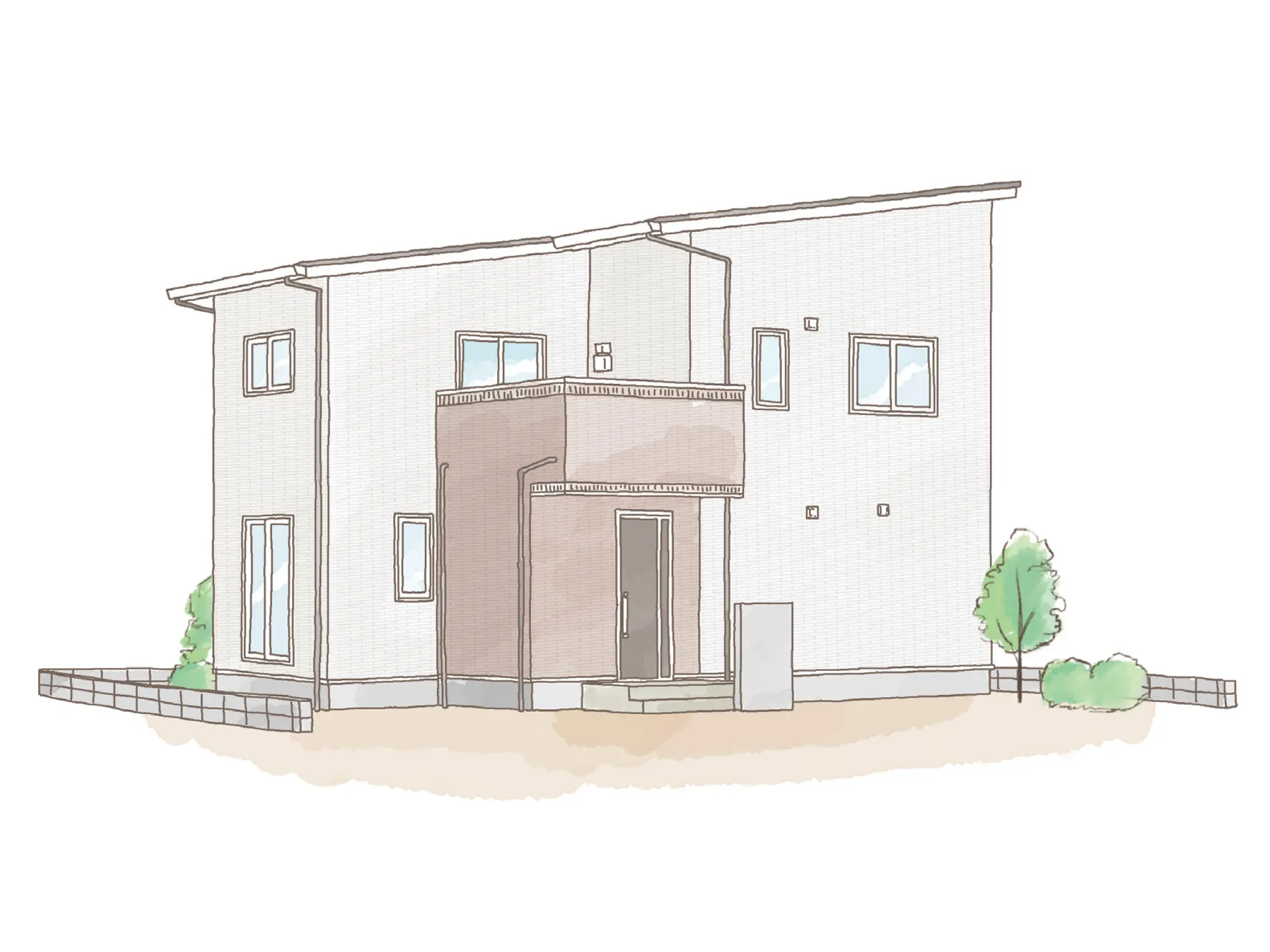 一条のハグミーE34-5535-0001の2階建て立面図|東西4LDKでウォークインクローゼット・シューズクローク・和室・耐水害仕様 変更可能プランのプラン間取り