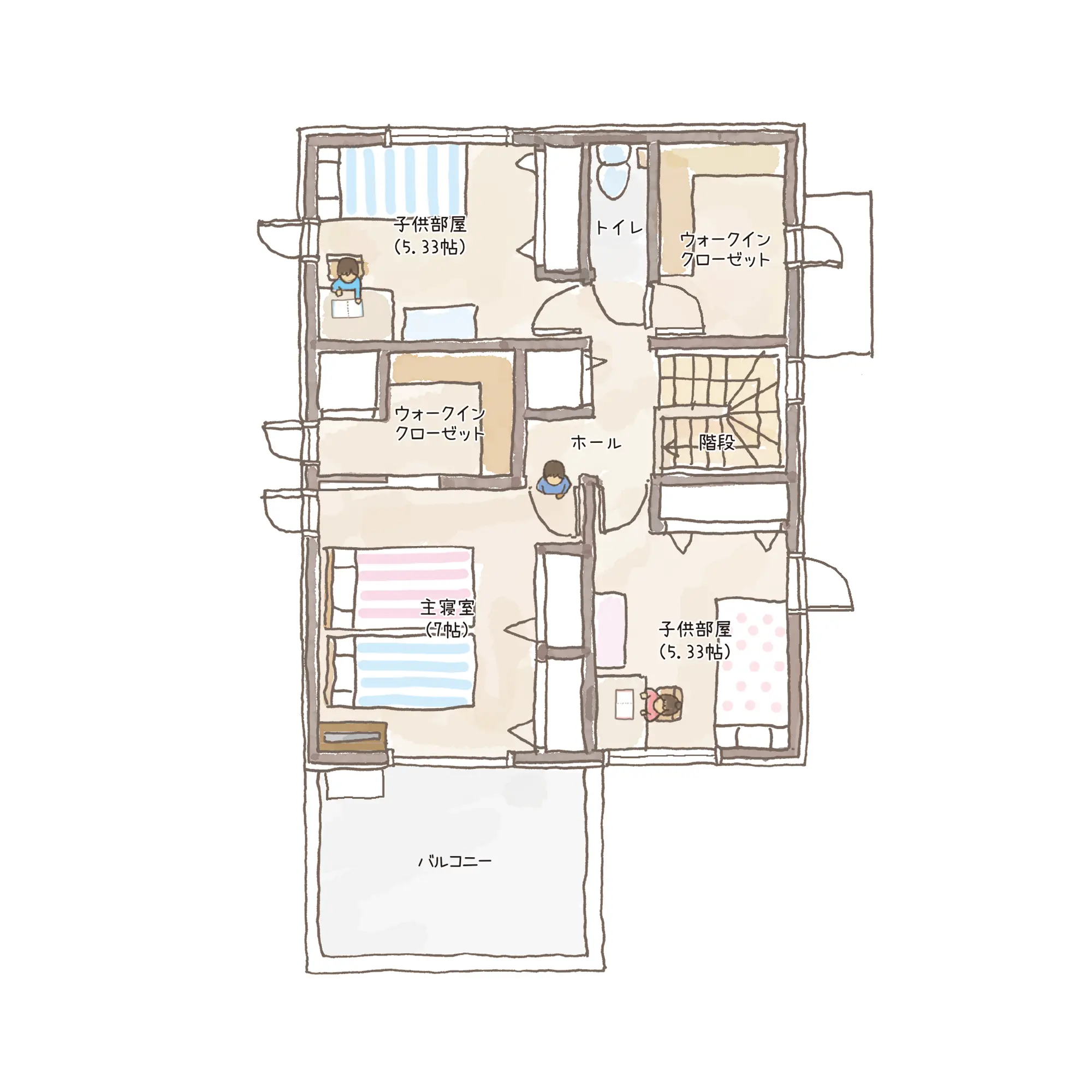 一条のハグミーE36-6035-0002の2階平面図|東西4LDKでウォークインクローゼット・シューズクローク・和室・耐水害仕様 変更可能プランのプラン間取り