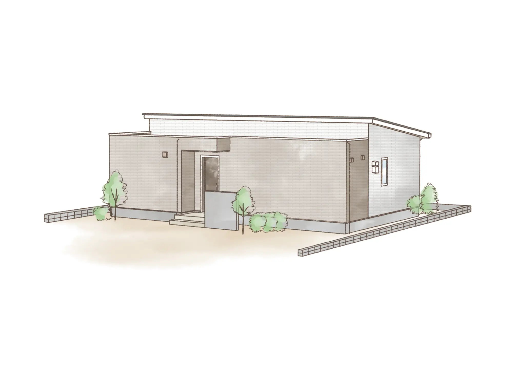 一条のハグミーN22-6040-0001の平屋立面図|北2LDKでウォークインクローゼット・シューズクローク・和室・耐水害仕様 変更可能プランのプラン間取り