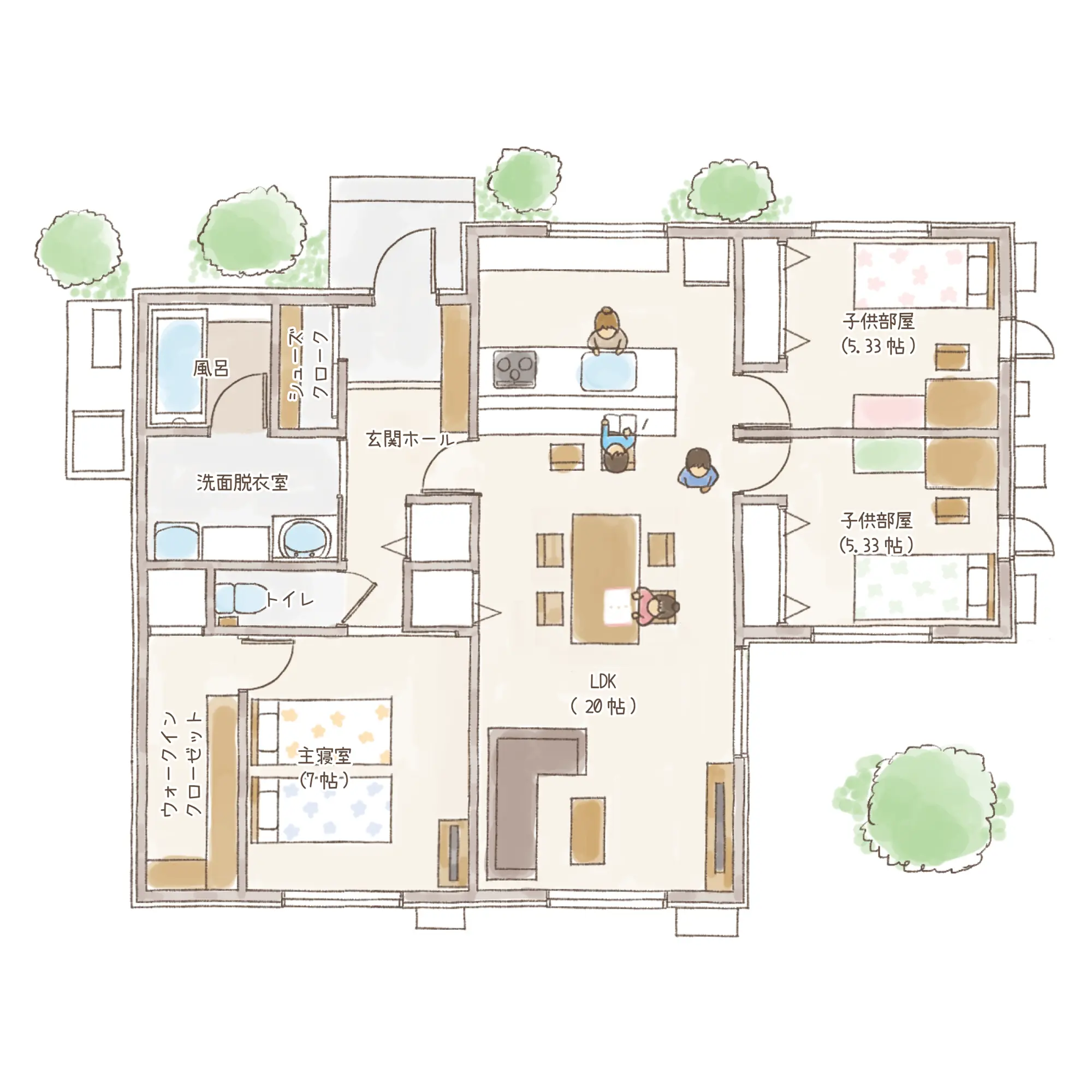 一条のハグミーN27-6550-0003の1階平面図|北3LDKでウォークインクローゼット・シューズクロークのプラン間取り