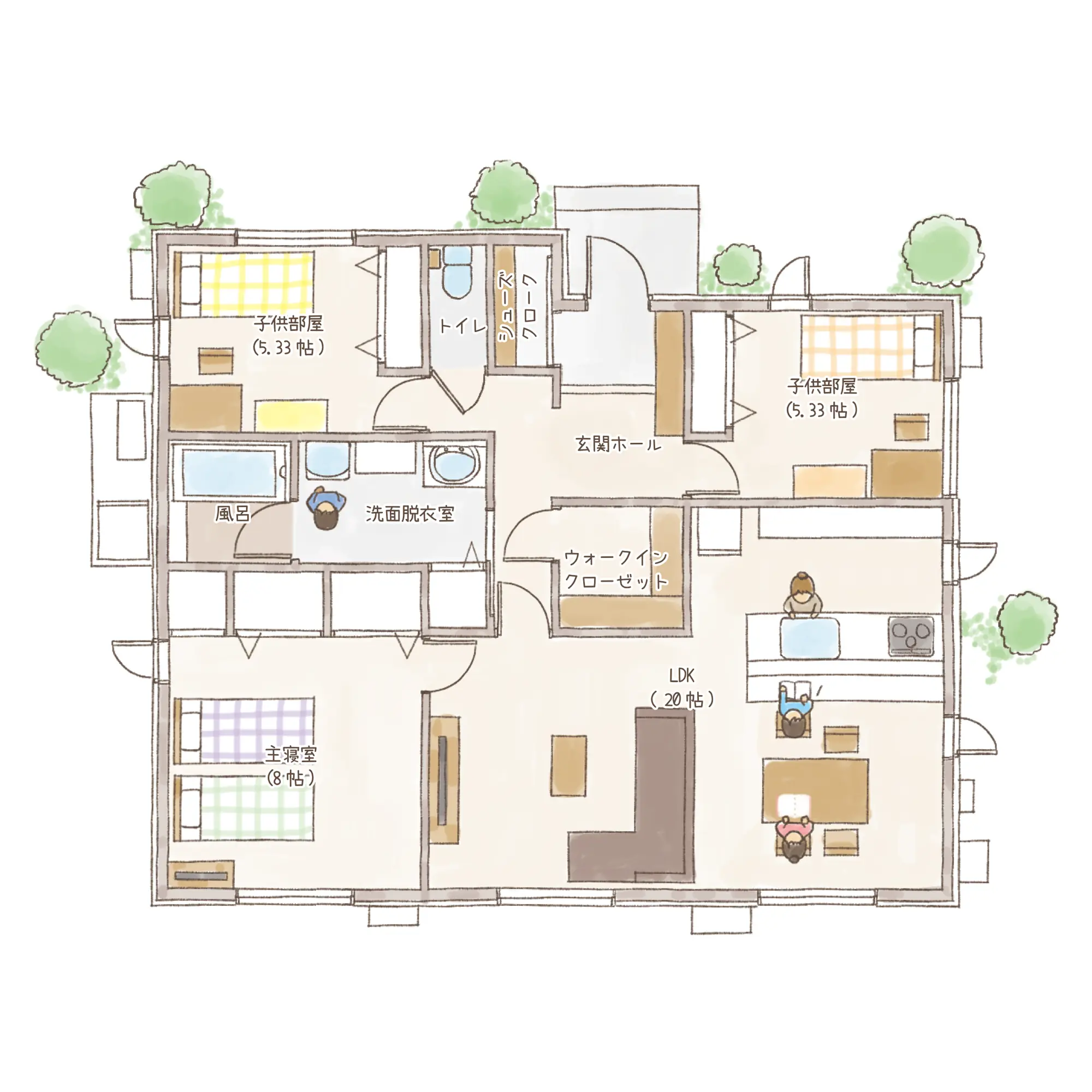 一条のハグミーN28-6050-0003の1階平面図|北3LDKでウォークインクローゼット・シューズクローク・耐水害仕様 変更可能プランのプラン間取り