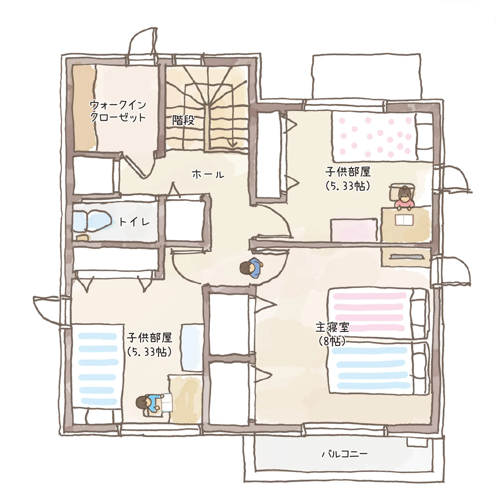 一条のハグミーN30-4040-0002の2階平面図|北3LDKでウォークインクローゼット・シューズクローク・耐水害仕様 変更可能プランのプラン間取り