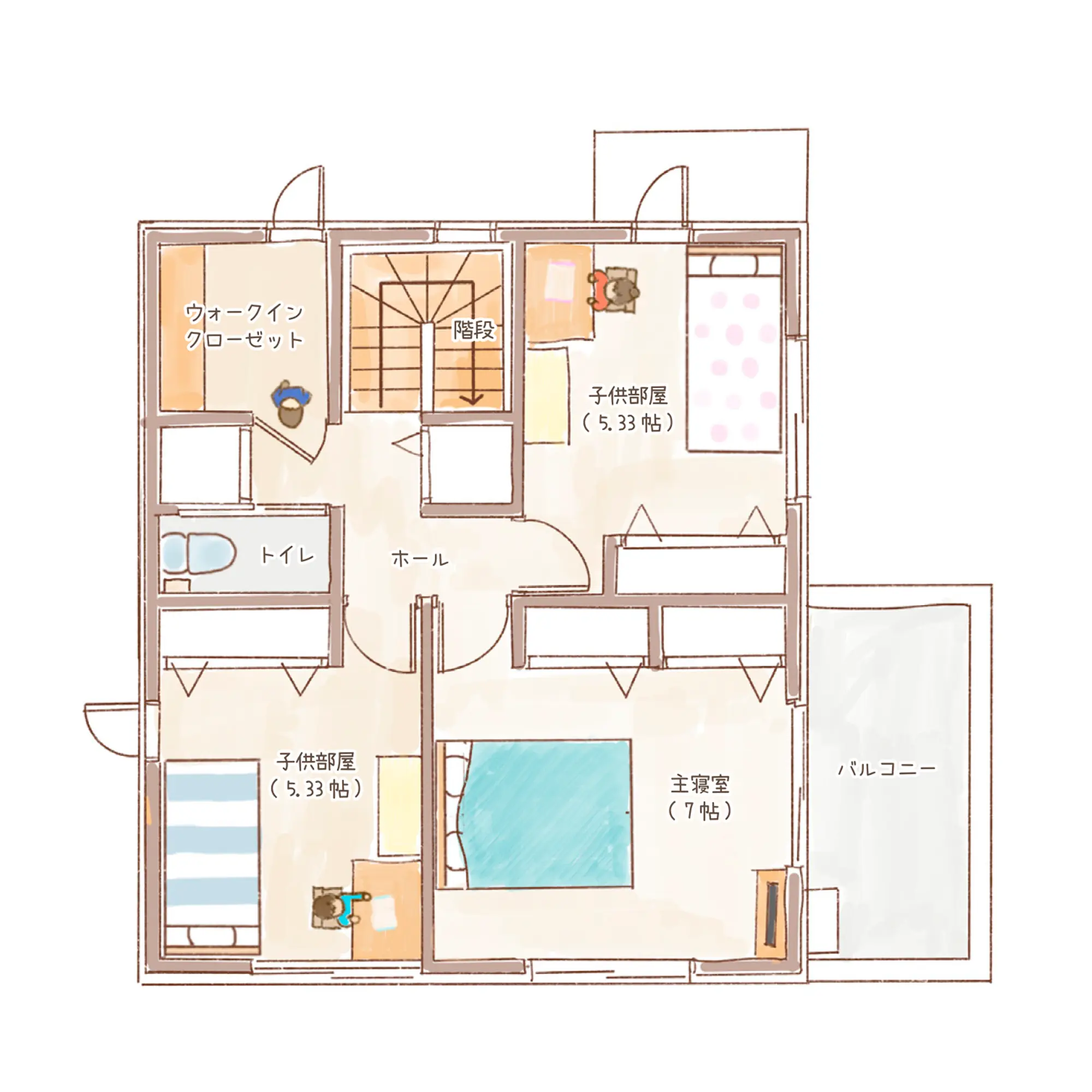 一条のハグミーN31-4540-0004の2階平面図|北3LDKでウォークインクローゼット・シューズクローク・耐水害仕様 変更可能プランのプラン間取り