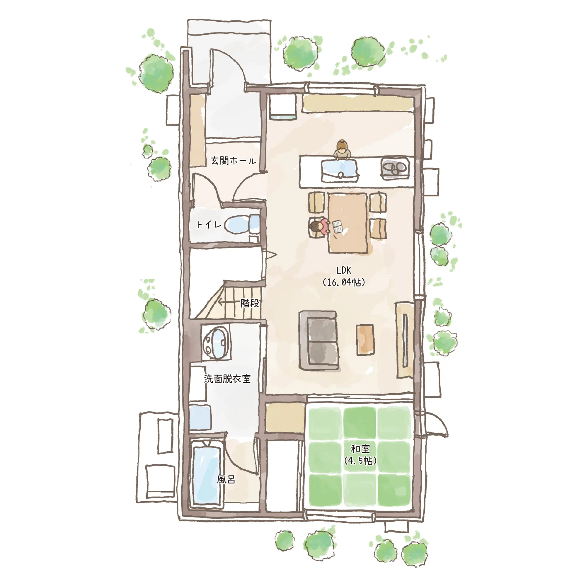 一条のハグミーN32-3055-0003の1階平面図|北3LDKでリビング階段・ウォークインクローゼット・和室・耐水害仕様 変更可能プランのプラン間取り