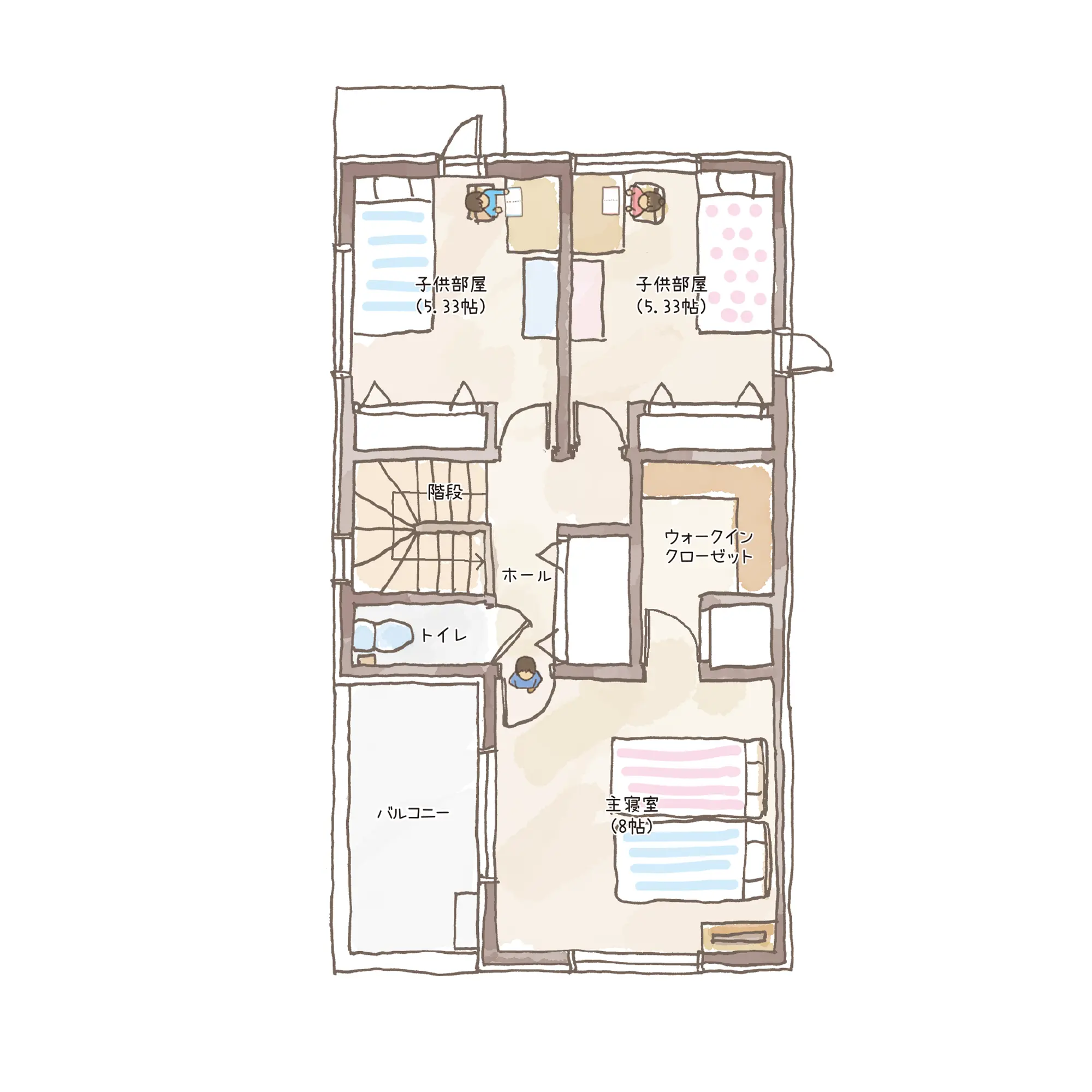 一条のハグミーN32-3055-0003の2階平面図|北3LDKでリビング階段・ウォークインクローゼット・和室・耐水害仕様 変更可能プランのプラン間取り