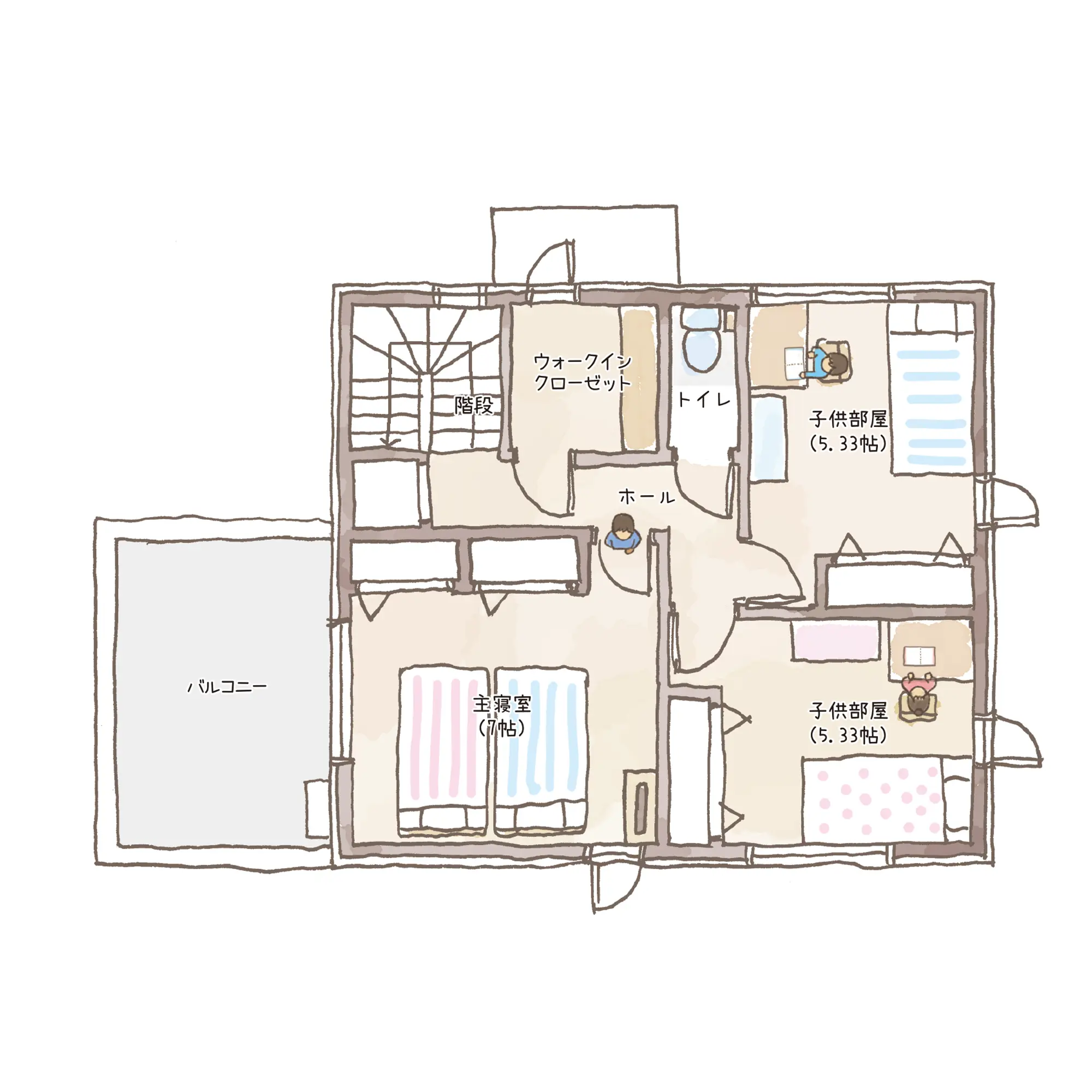 一条のハグミーN32-5535-0002の2階平面図|北4LDKでウォークインクローゼット・和室のプラン間取り