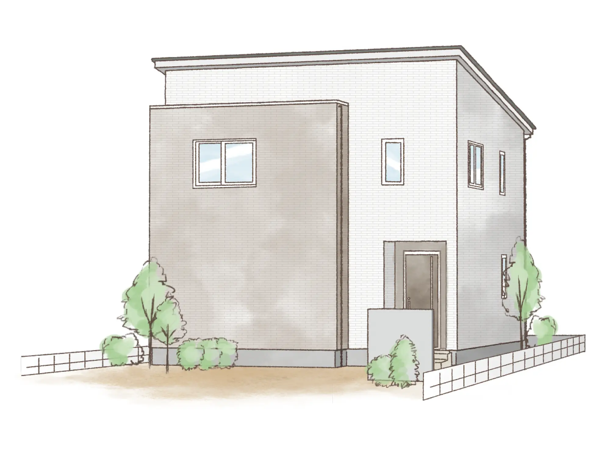 一条のハグミーN33-4045-0003の2階建て立面図|北4LDKで吹き抜け・リビング階段・シューズクローク・和室のプラン間取り