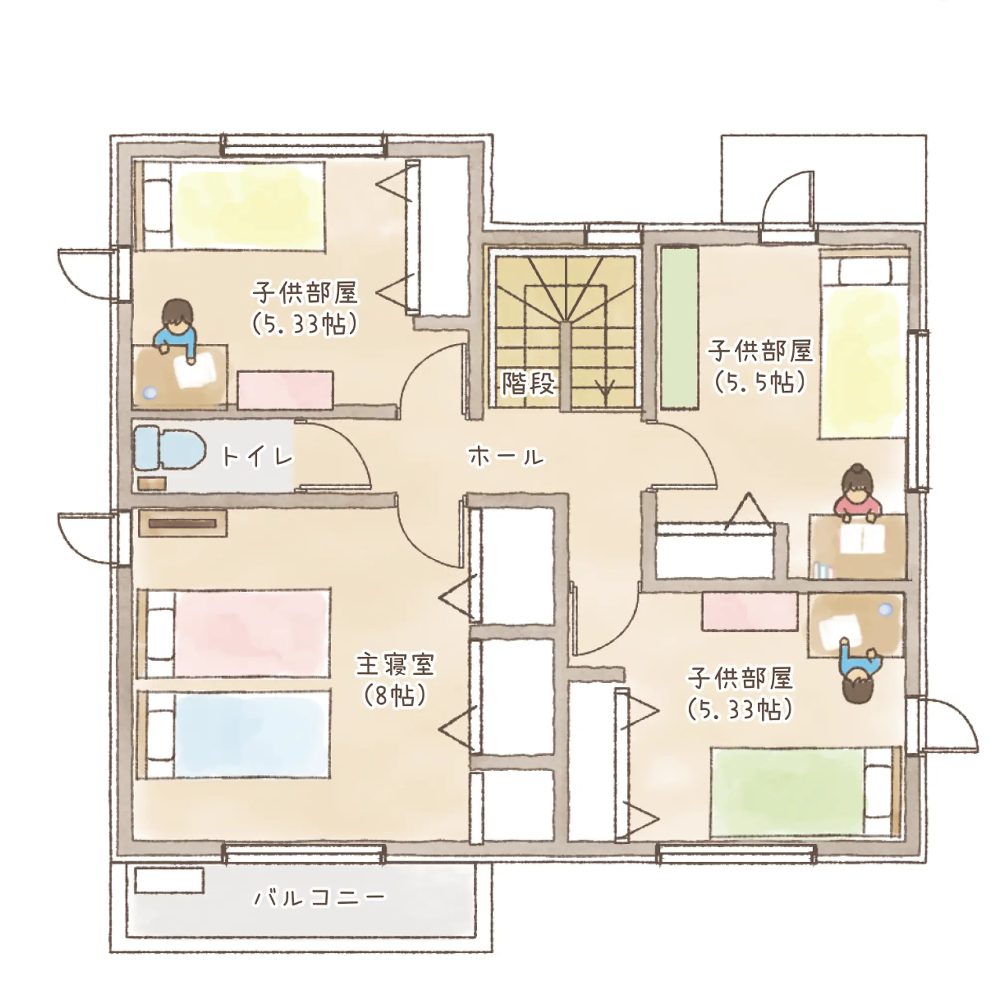 一条のハグミーN34-4540-0001の2階平面図|北4LDKでウォークインクローゼット・シューズクローク・耐水害仕様 変更可能プランのプラン間取り