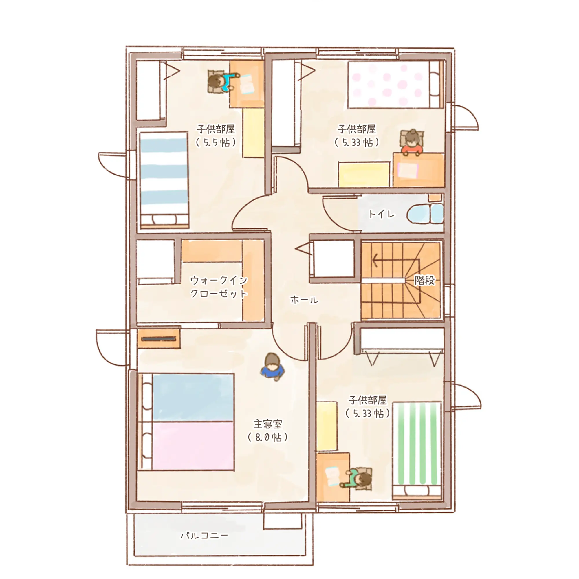 一条のハグミーN35-3550-0001の2階平面図|北4LDKでウォークインクローゼット・シューズクローク・耐水害仕様 変更可能プランのプラン間取り