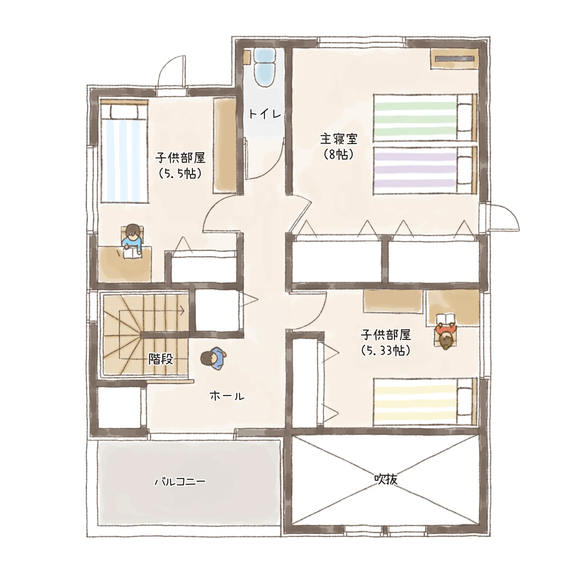 一条のハグミーN36-4050-0003の2階平面図|北4LDKで吹き抜け・シューズクローク・耐水害仕様 変更可能プランのプラン間取り