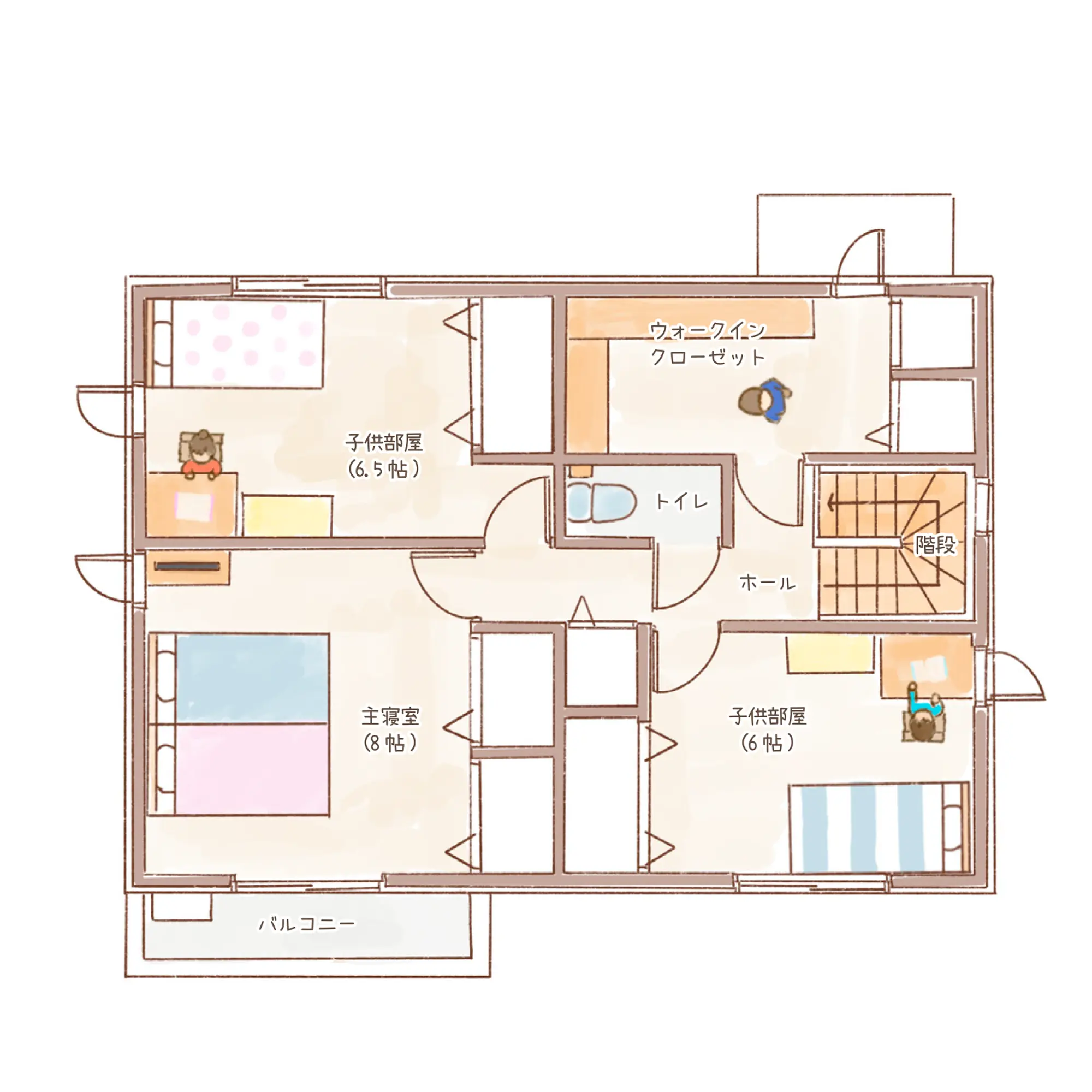 一条のハグミーN36-5040-0002の2階平面図|北4LDKでウォークインクローゼット・シューズクローク・和室・耐水害仕様 変更可能プランのプラン間取り