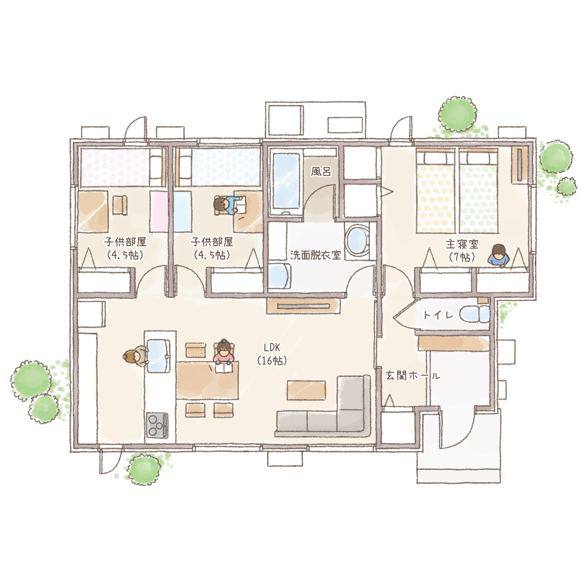 一条のハグミーS22-4060-0001の1階平面図|南3LDKで耐水害仕様 変更可能プランのプラン間取り