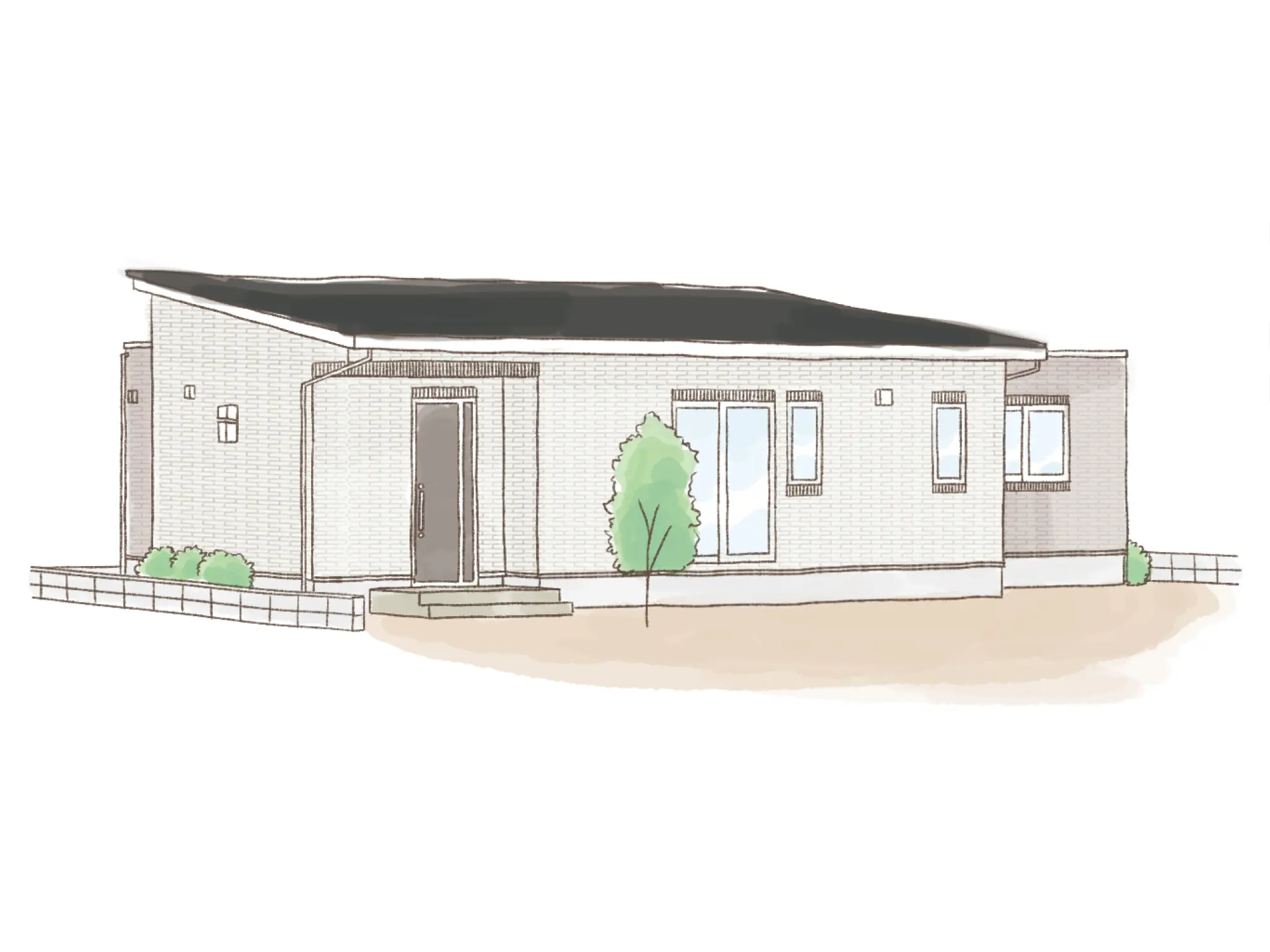 一条のハグミーS23-8035-0001の平屋立面図|南3LDKでシューズクローク・耐水害仕様 変更可能プランのプラン間取り