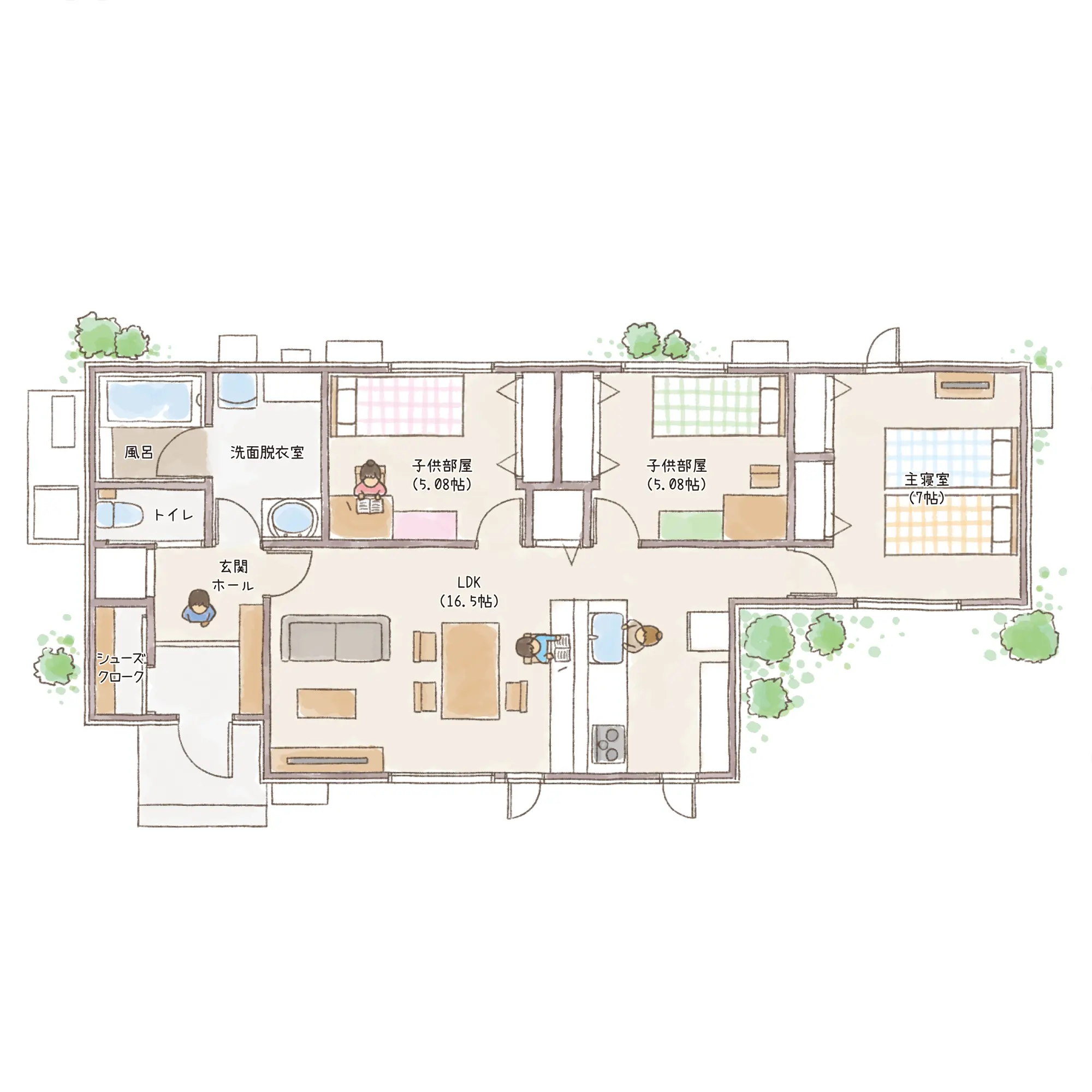 一条のハグミーS23-8035-0001の1階平面図|南3LDKでシューズクローク・耐水害仕様 変更可能プランのプラン間取り