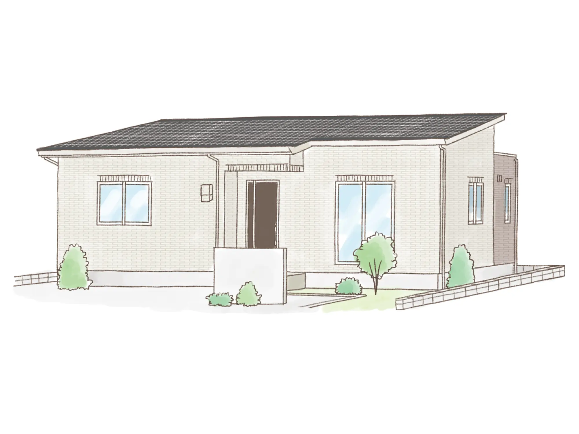 一条のハグミーS26-5550-0001の平屋立面図|南3LDKでシューズクローク・耐水害仕様 変更可能プランのプラン間取り