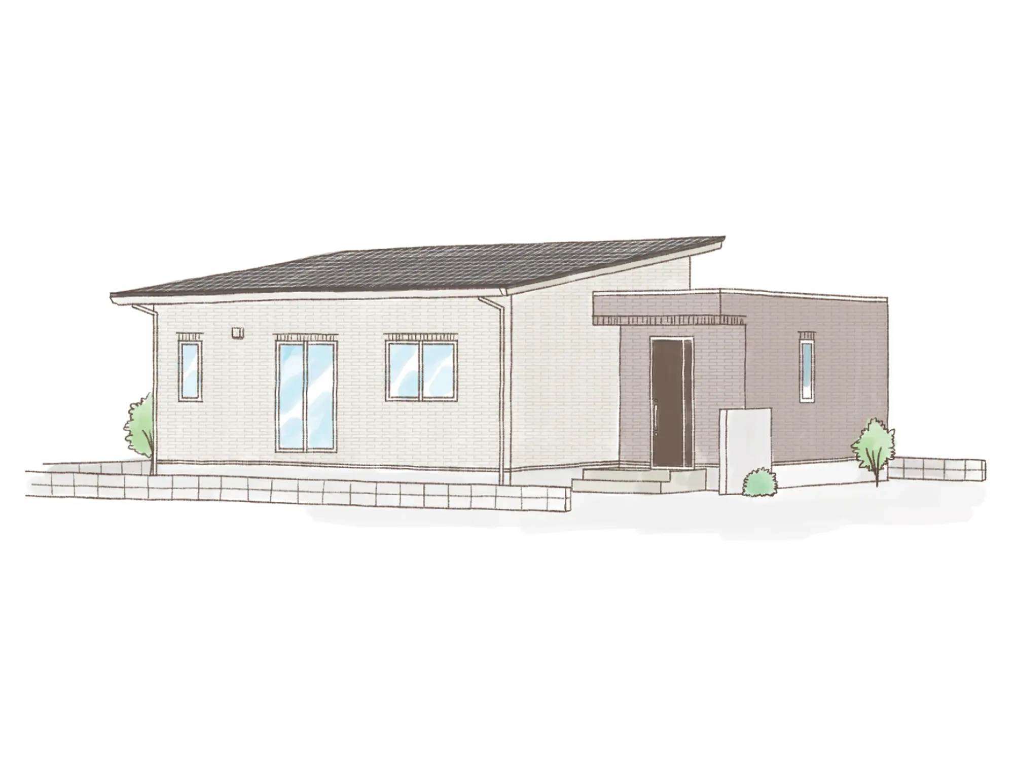 一条のハグミーS27-6050-0002の平屋立面図|南3LDKでシューズクロークのプラン間取り