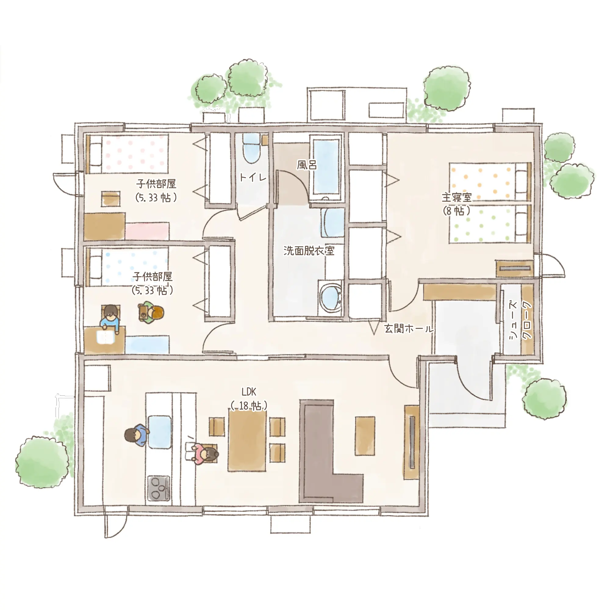 一条のハグミーS27-6050-0002の1階平面図|南3LDKでシューズクロークのプラン間取り