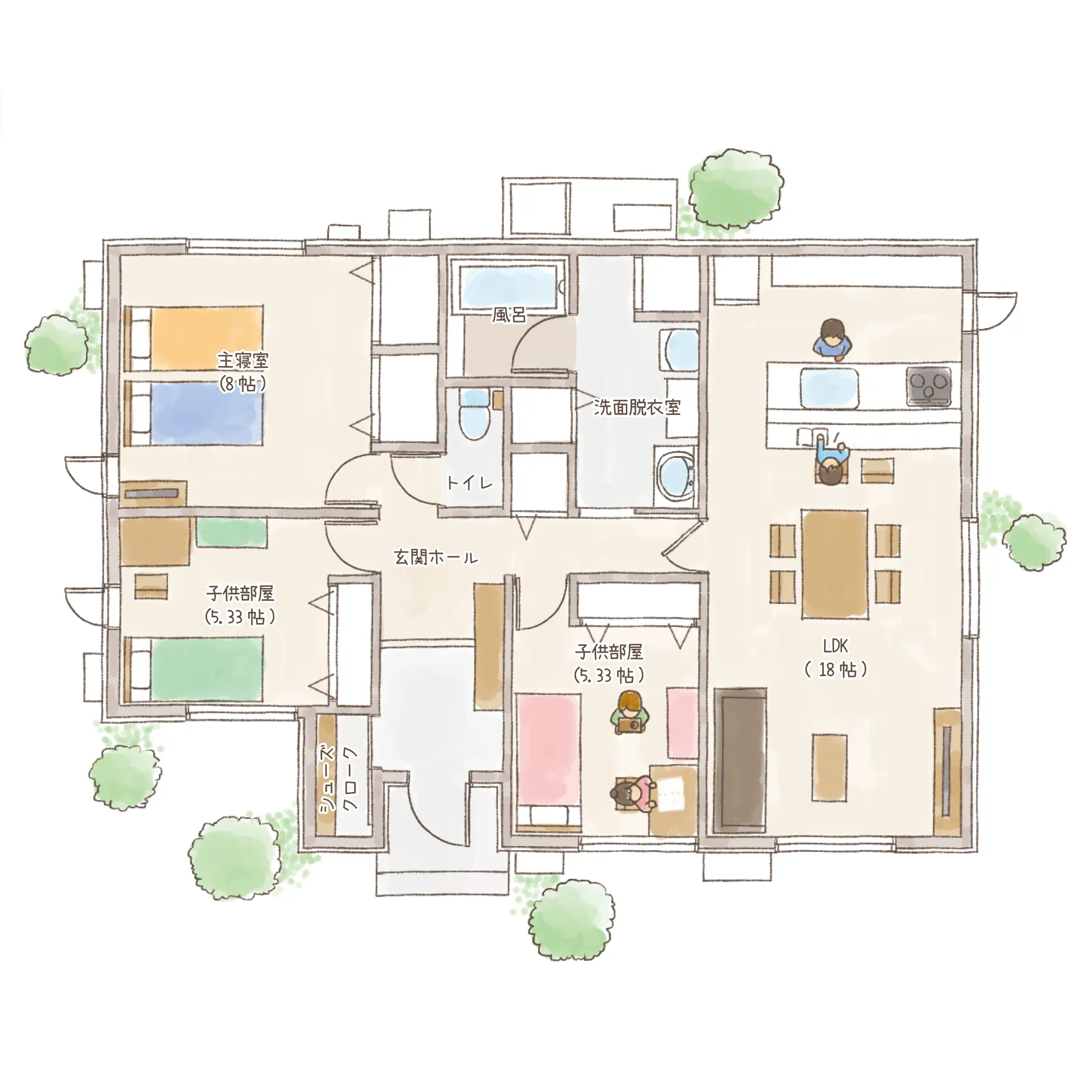 一条のハグミーS27-6545-0002の1階平面図|南3LDKでシューズクローク・耐水害仕様 変更可能プランのプラン間取り