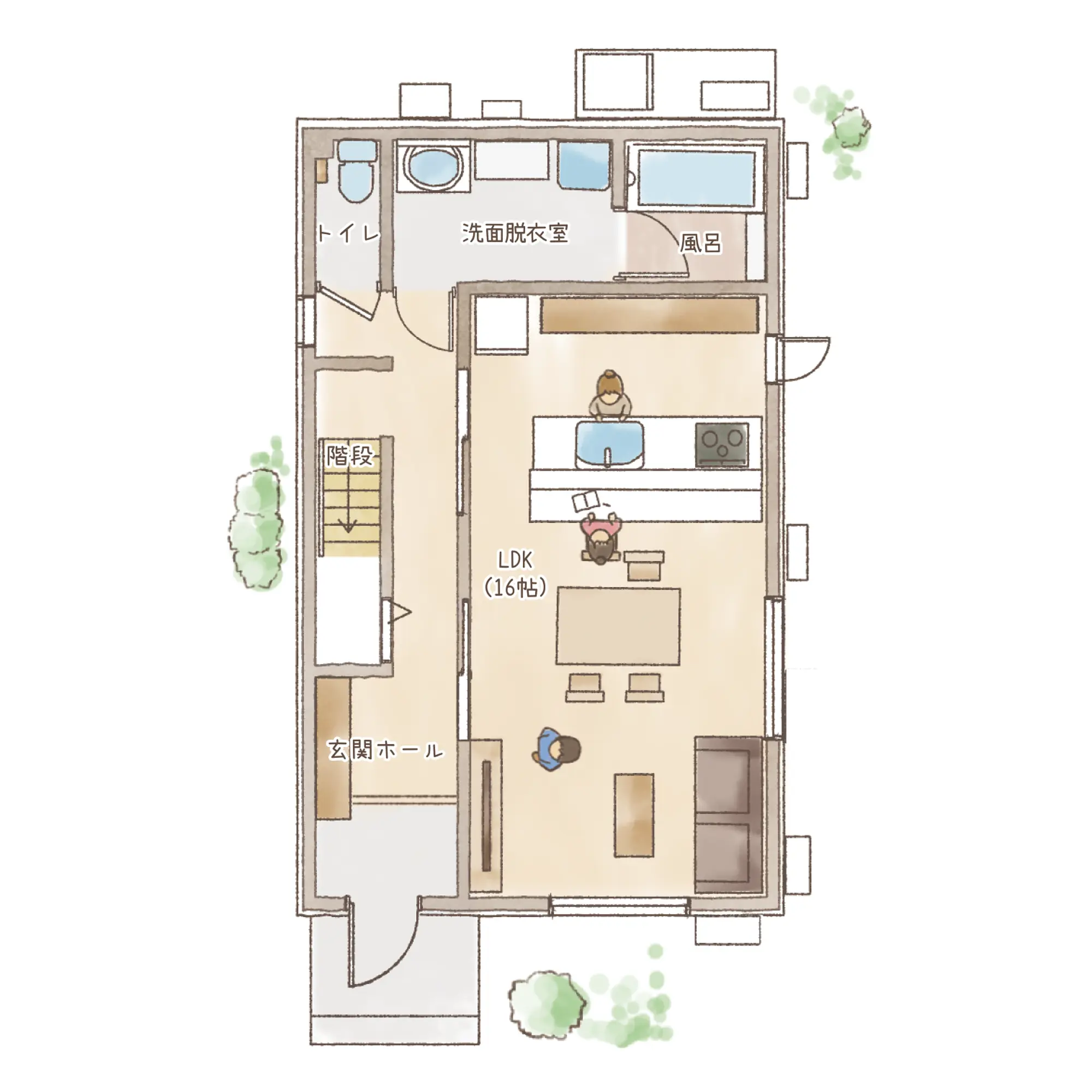 一条のハグミーS29-3050-0001の1階平面図|南3LDKで耐水害仕様 変更可能プランのプラン間取り